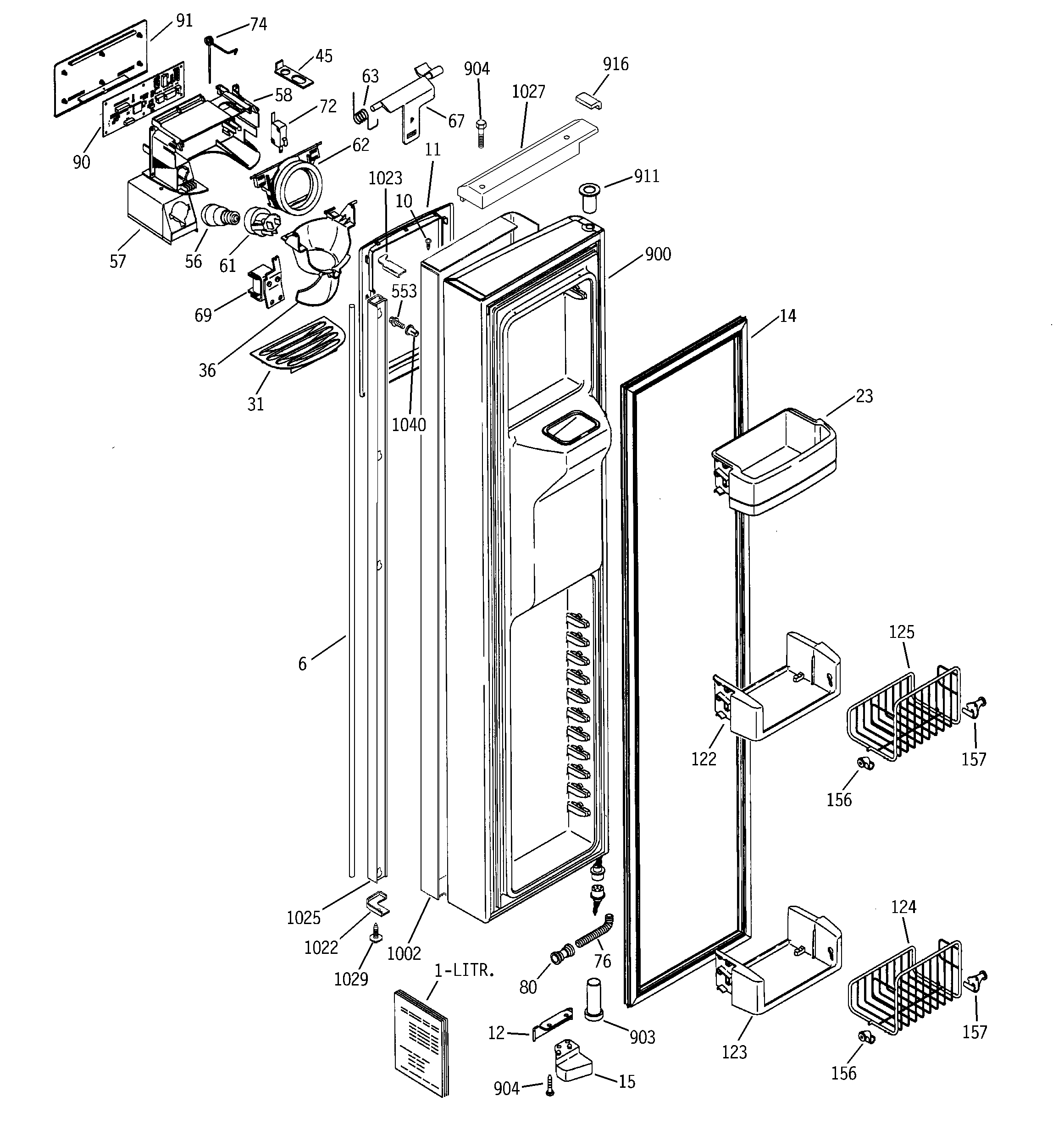 GE PSI23SGMAFBS freezer door diagram