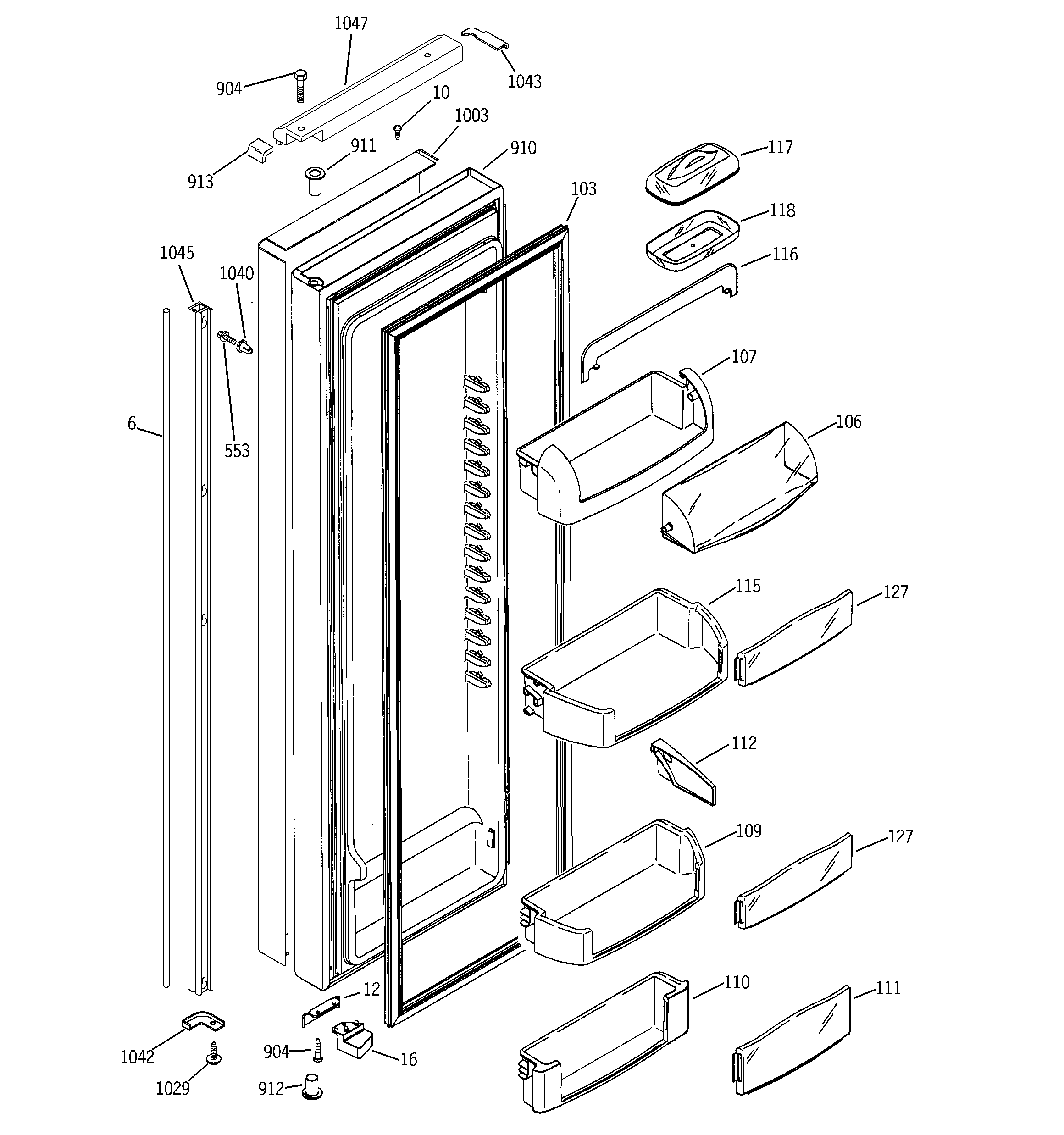 GE PSI23SGMAFBS fresh food door diagram