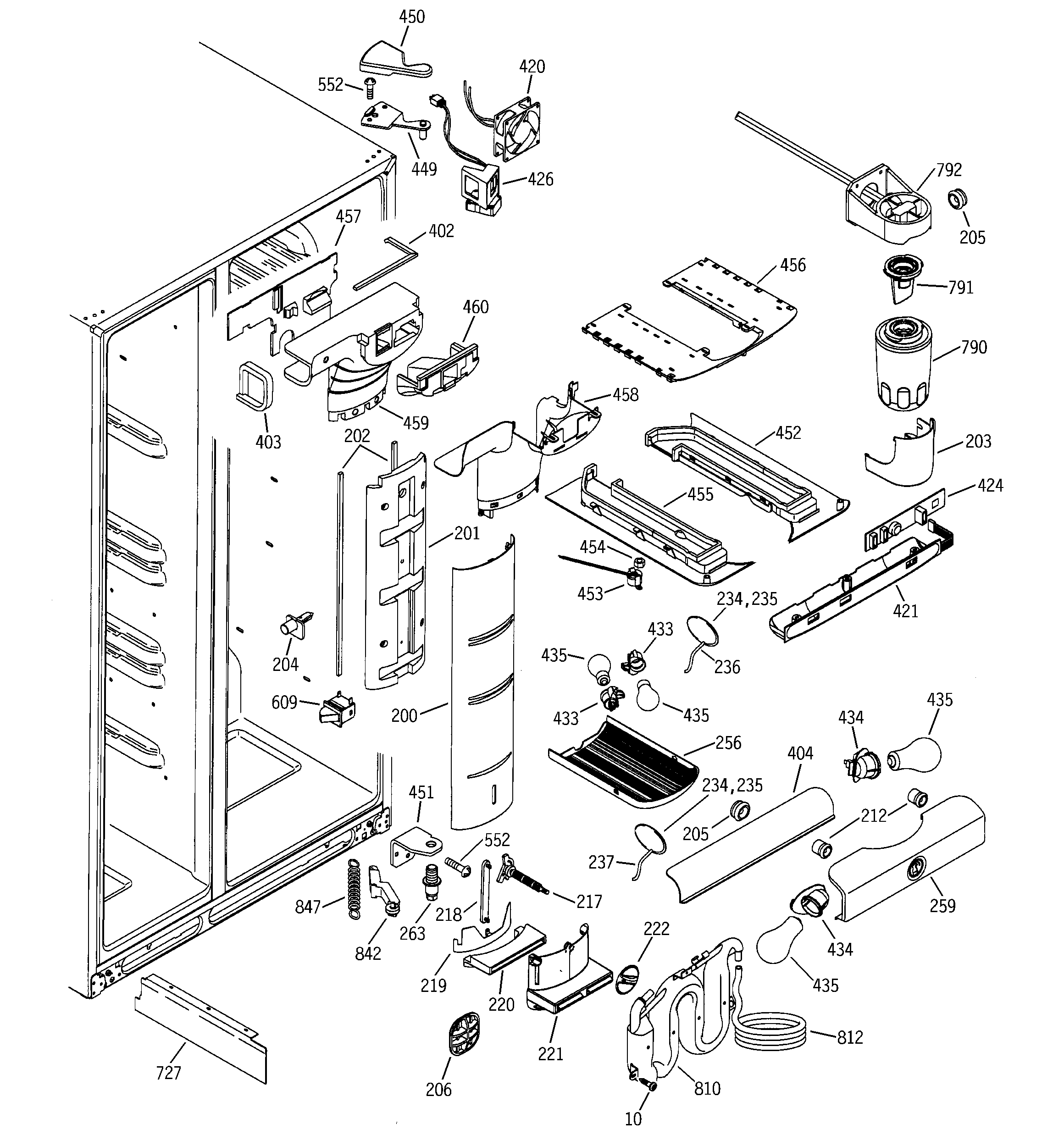 GE PSI23SGMAFBS fresh food section diagram