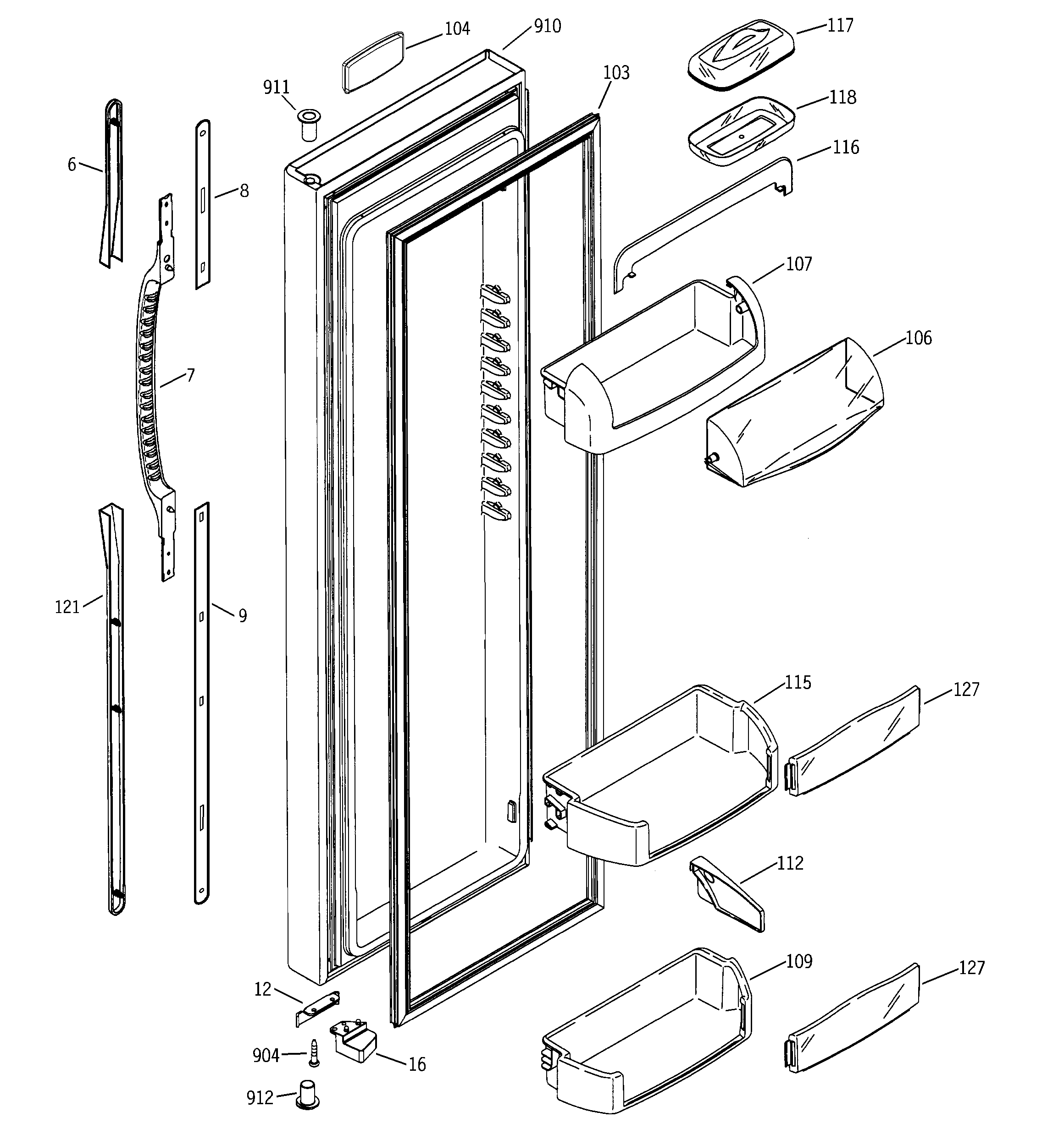 GE ESS25LGMAWW fresh food door diagram