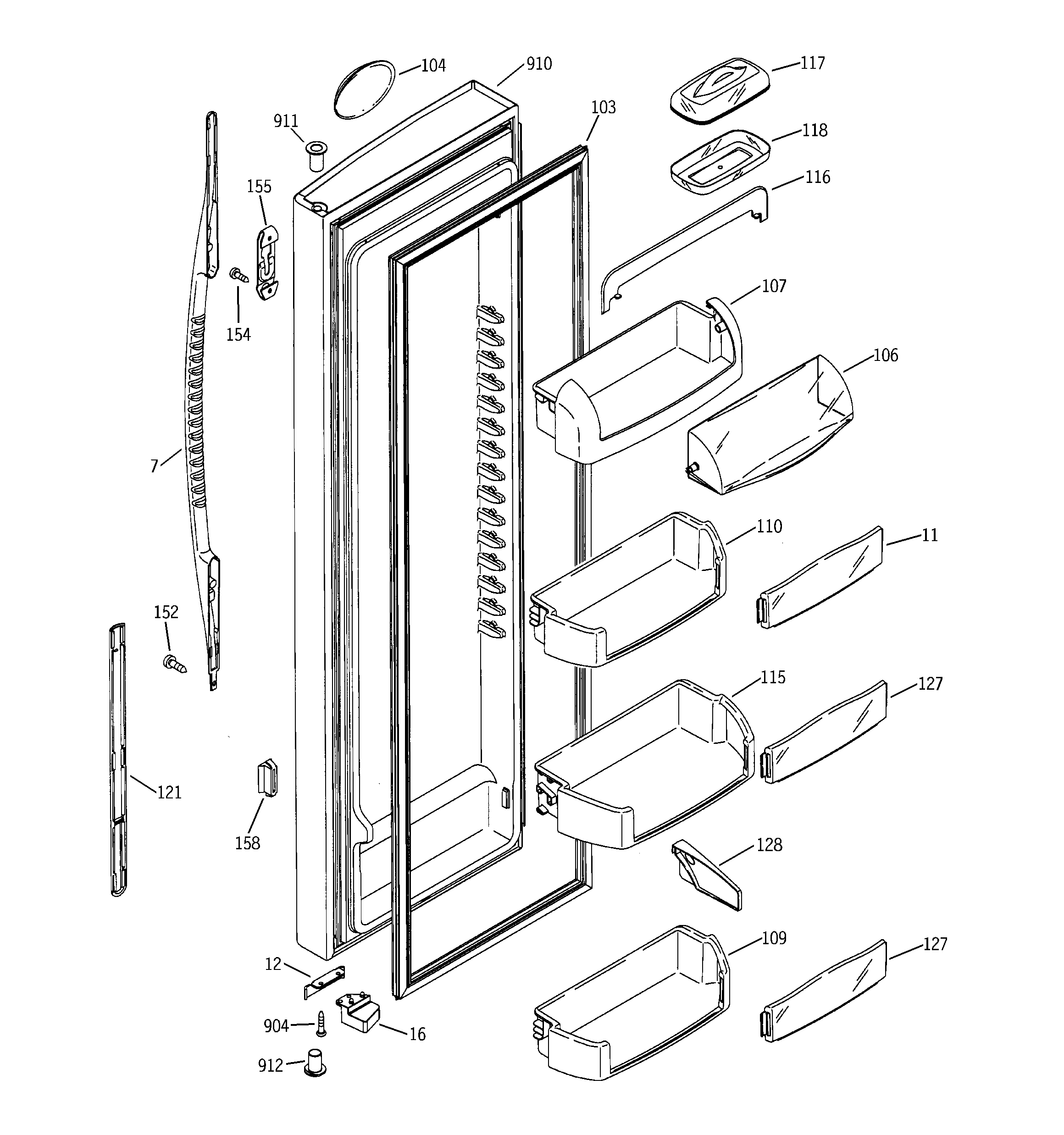 GE PSC23NGMACC fresh food door diagram