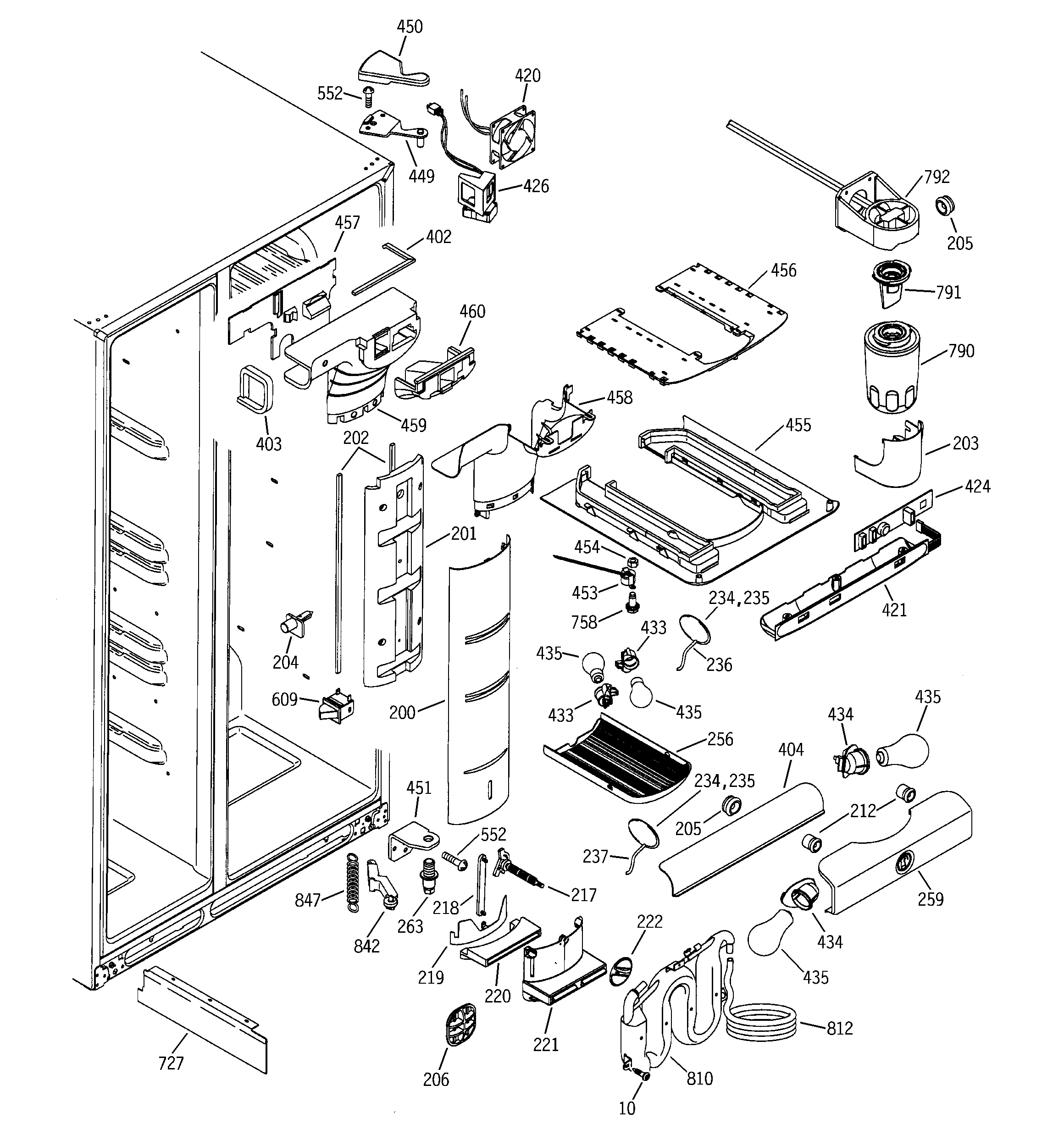 GE PSS25NGMACC fresh food section diagram