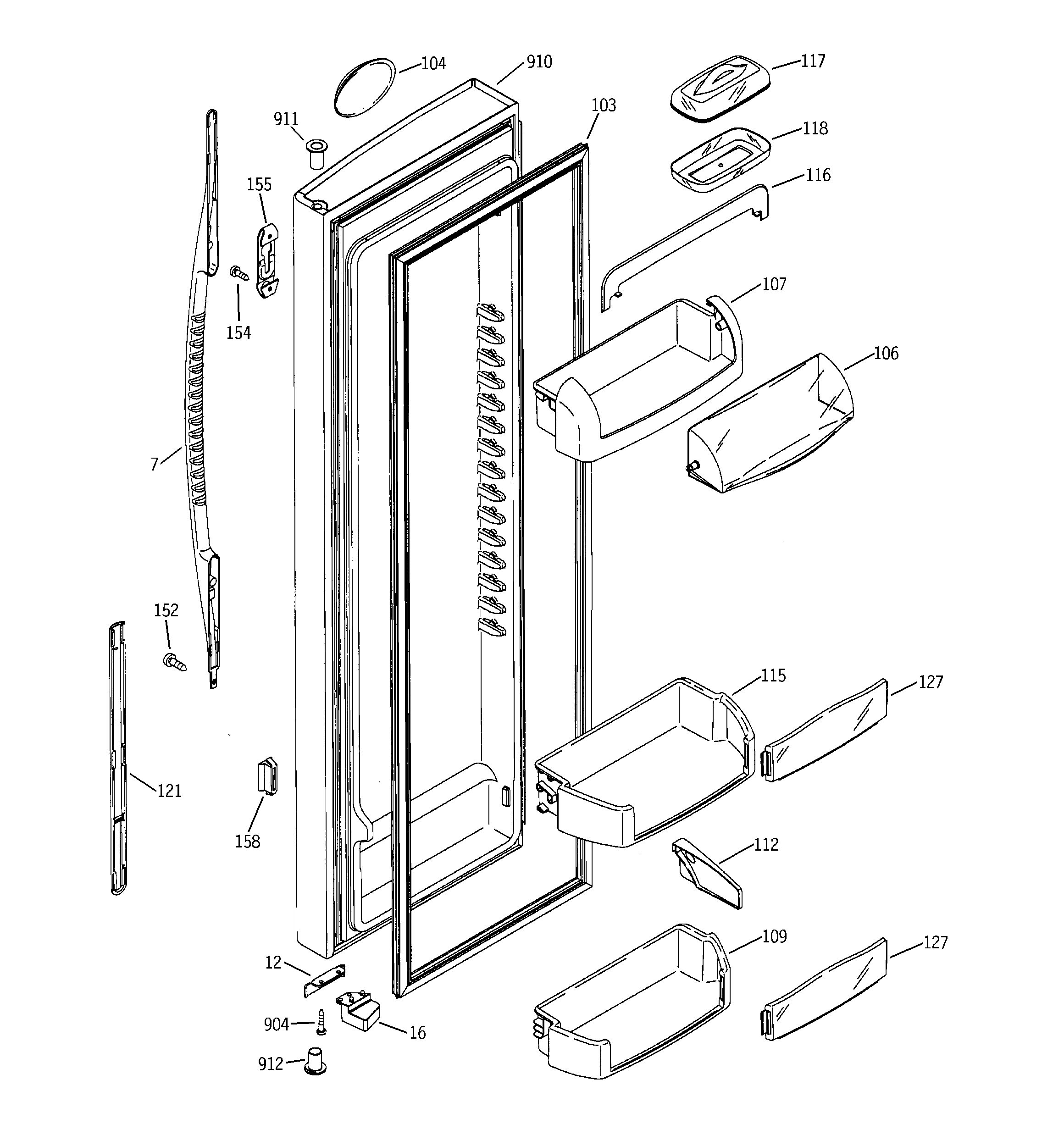 GE PSS27NGMAAA fresh food door diagram