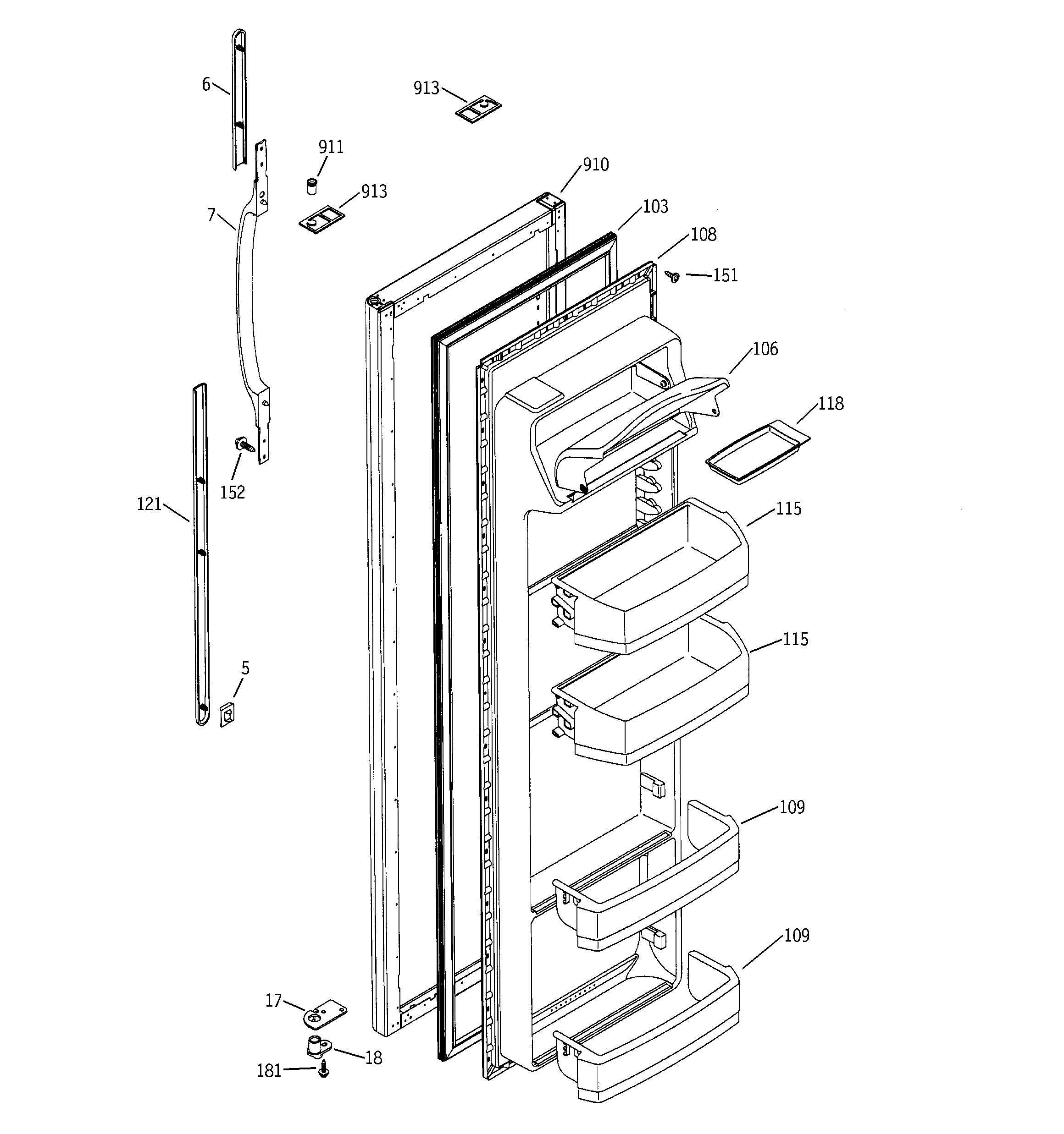 GE GSS22JEMBCC fresh food door diagram
