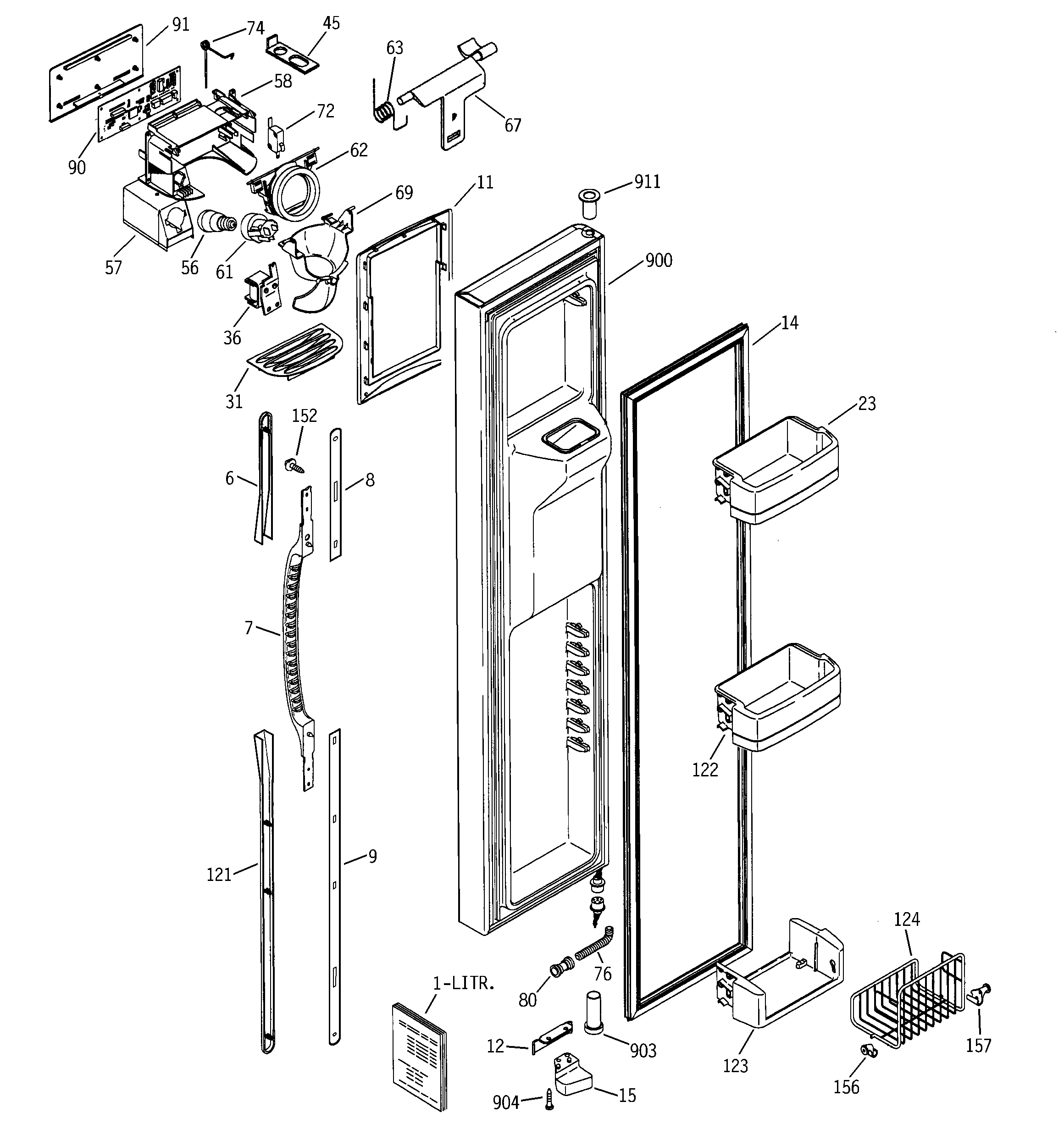 GE ESS25SGMABS freezer door diagram