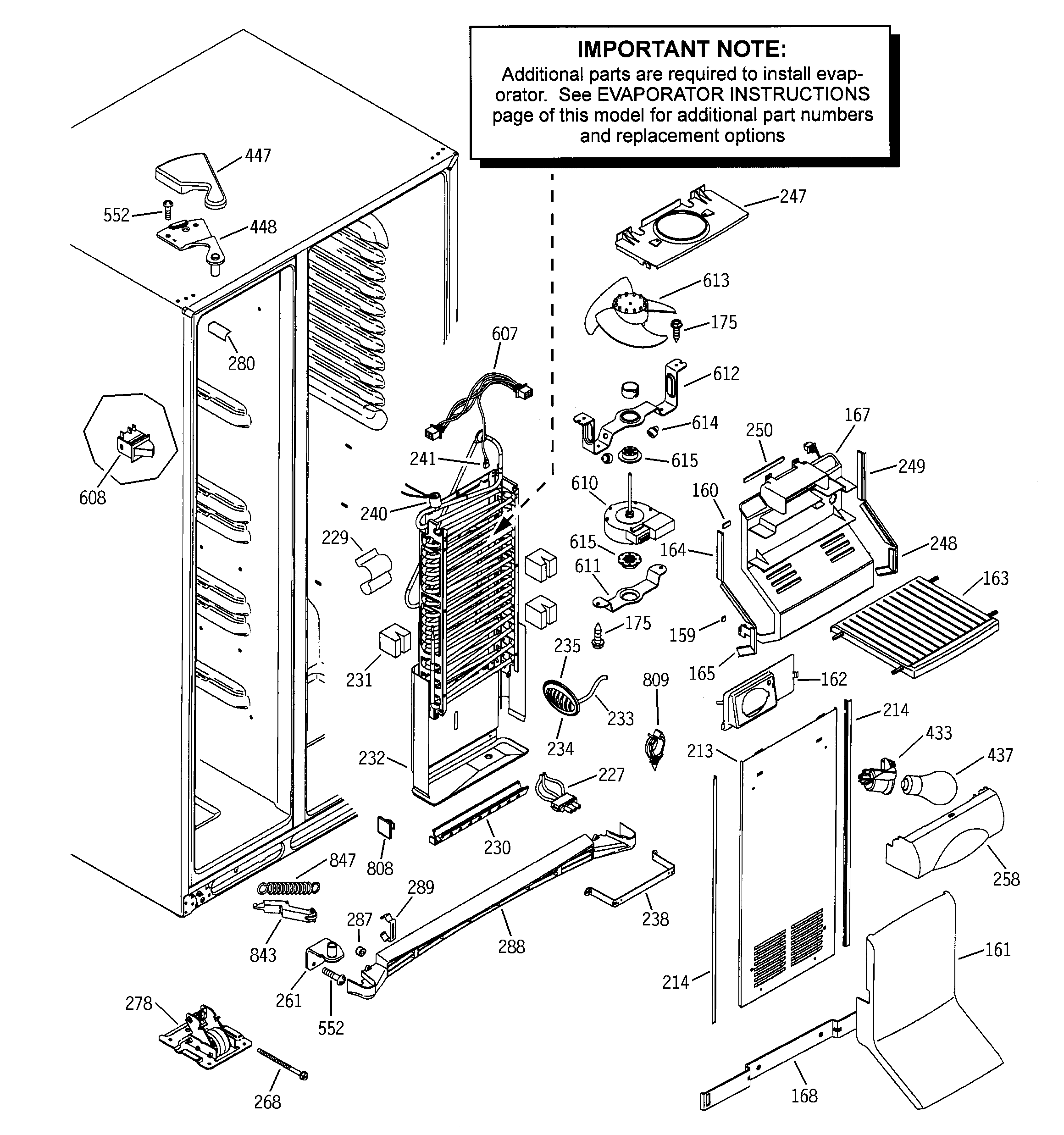 GE ESS25SGMABS freezer section diagram