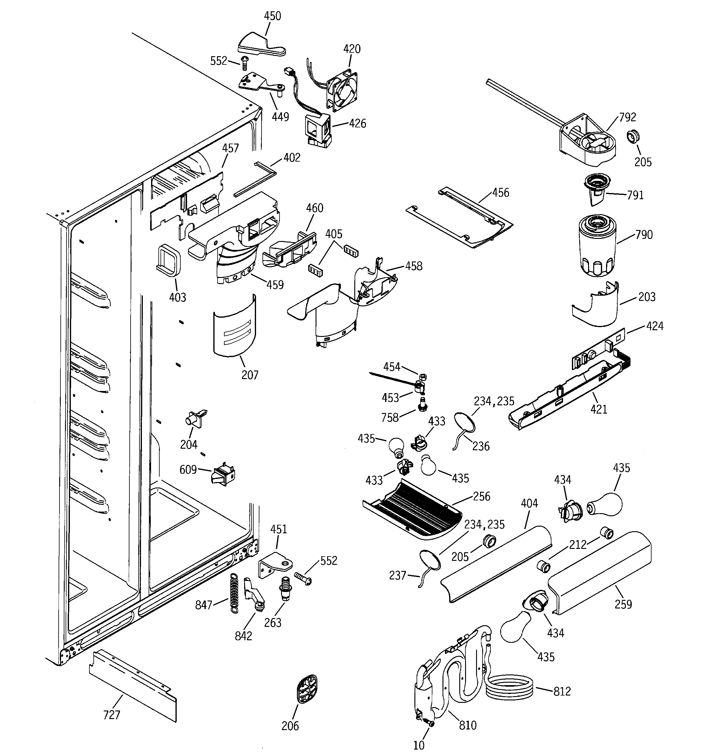 GE ESS25SGMABS fresh food section diagram