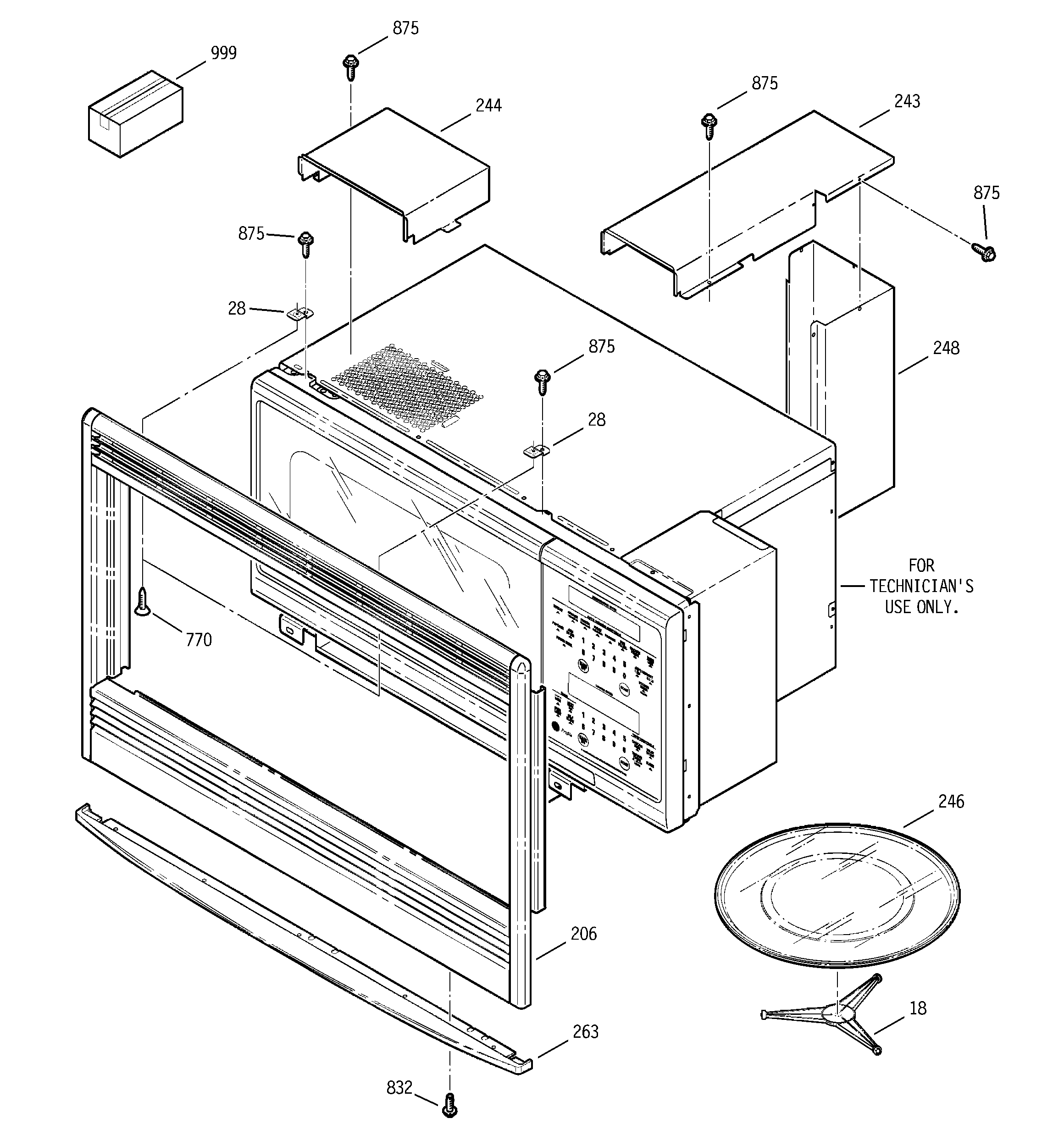 GE JTP95BA4BB microwave enclosurer diagram