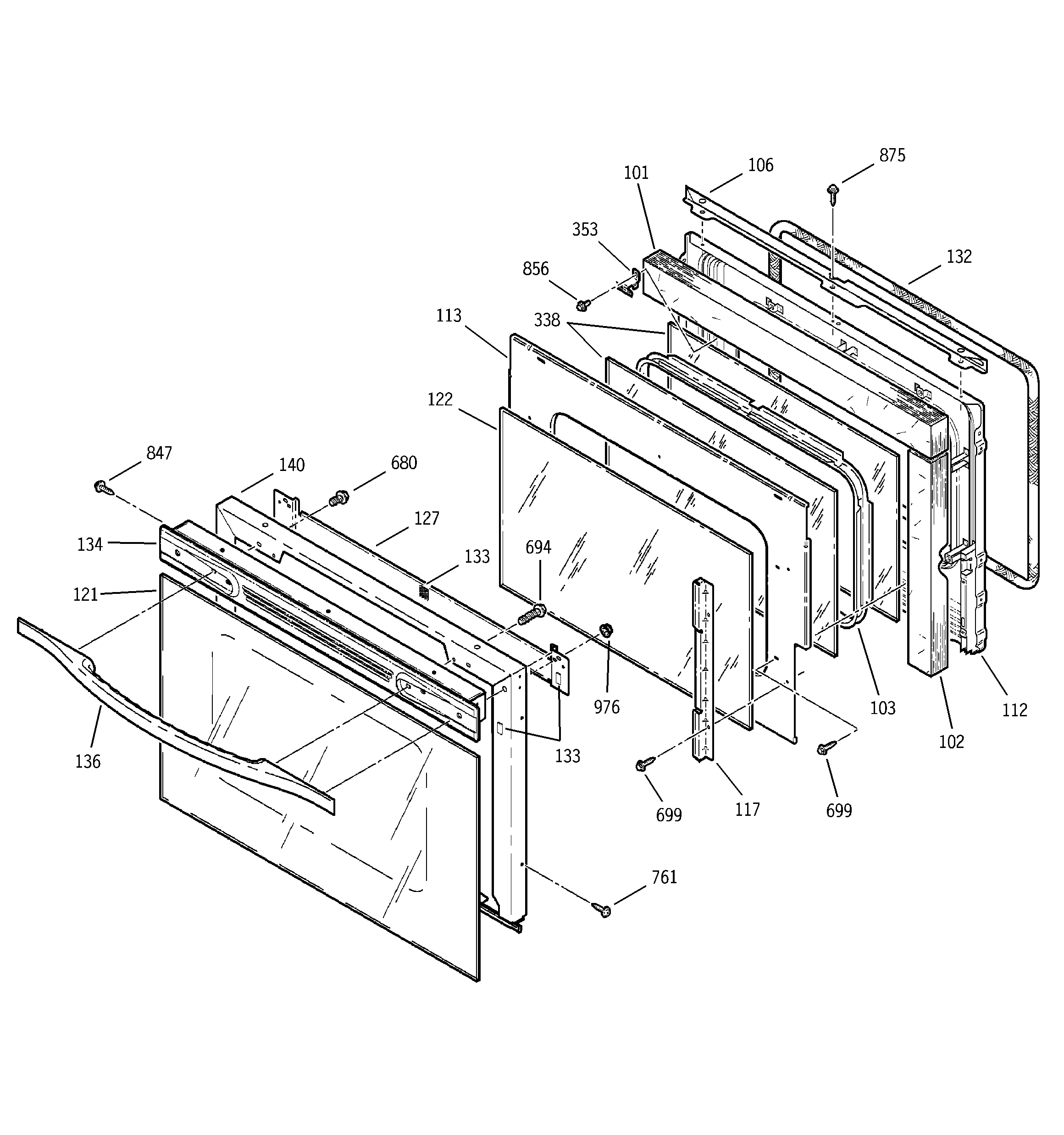 GE JTP95BA4BB door diagram
