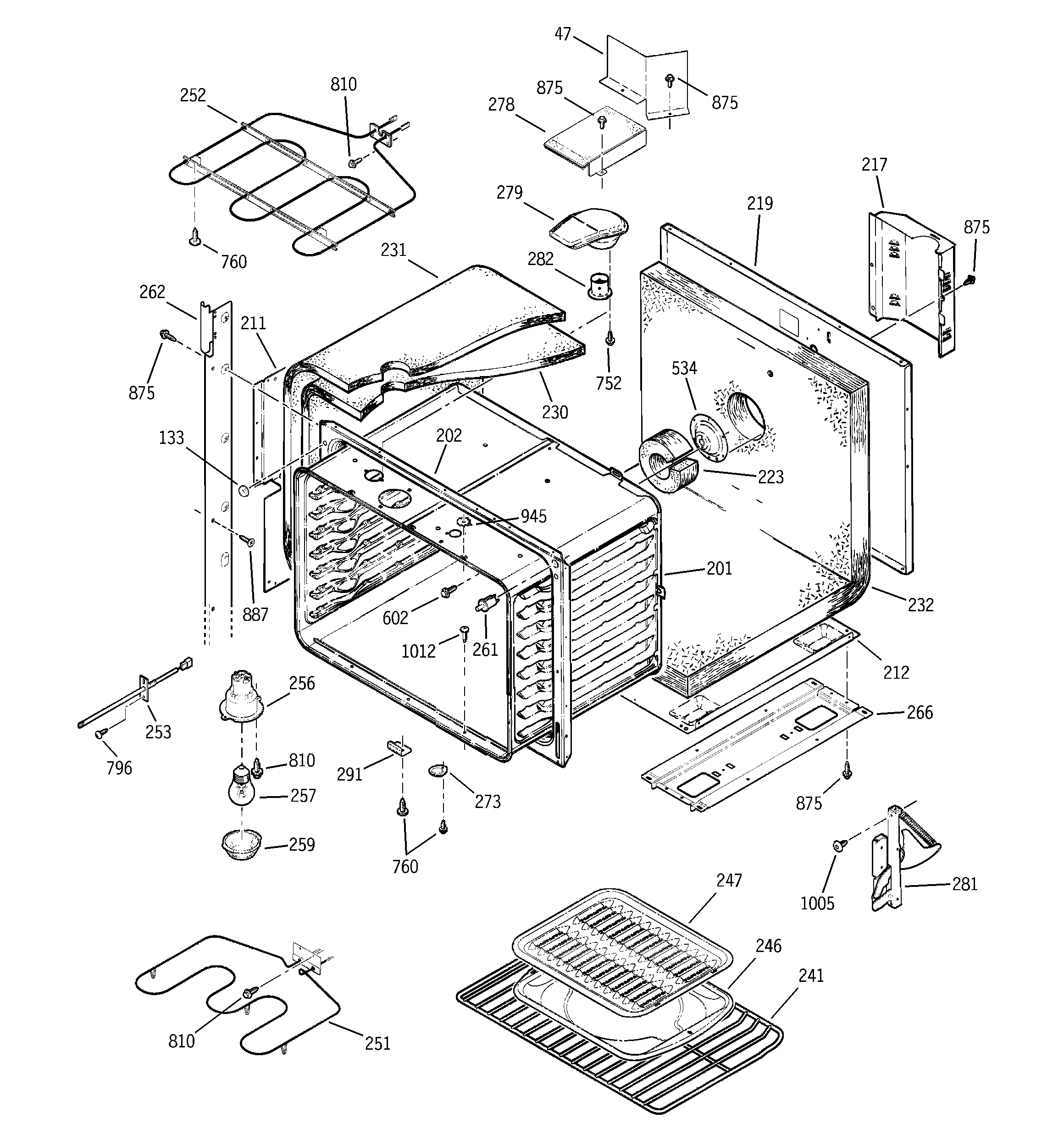 GE JTP45BA4BB upper body parts diagram
