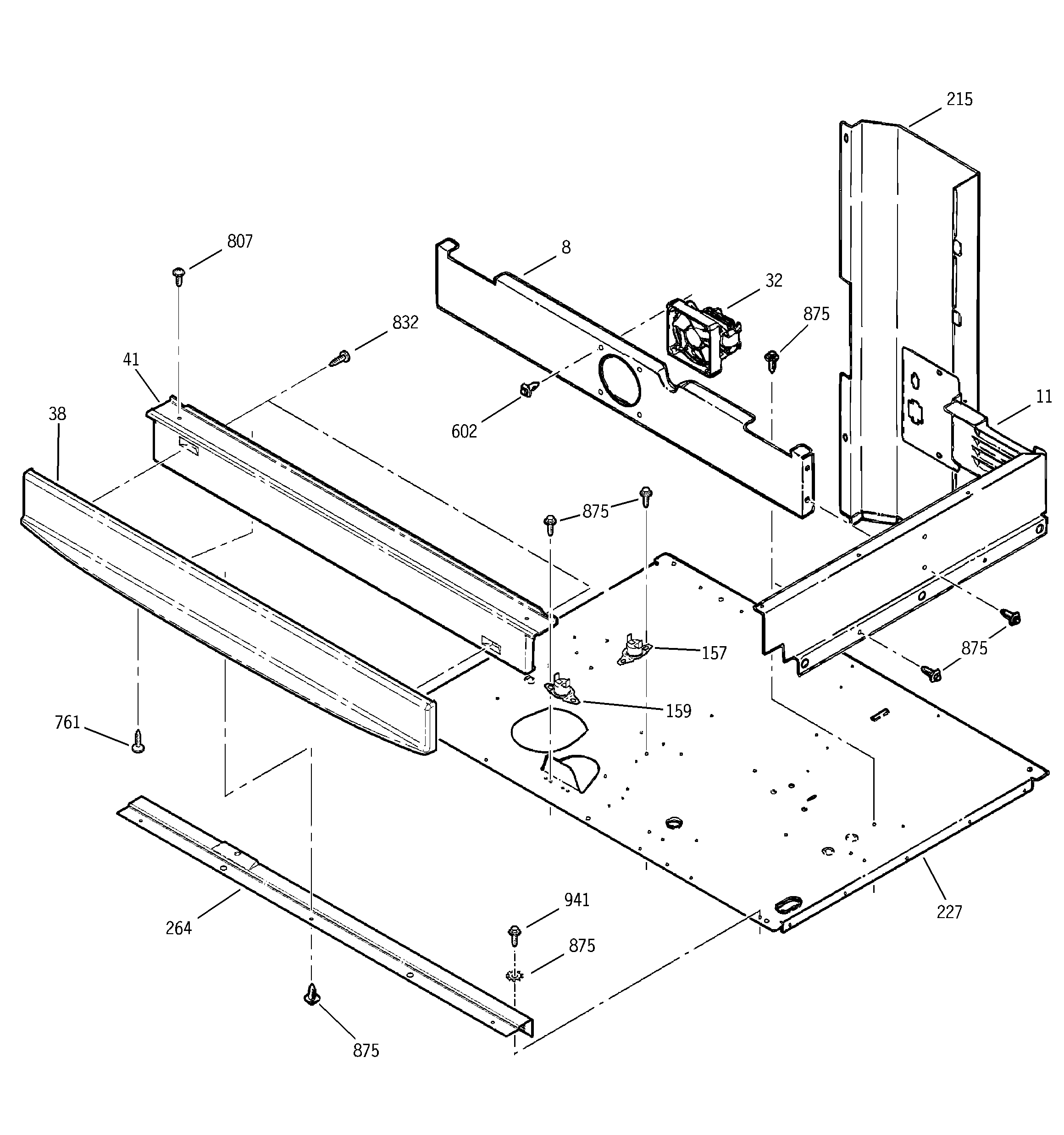 GE JTP45BA4BB center spacer diagram