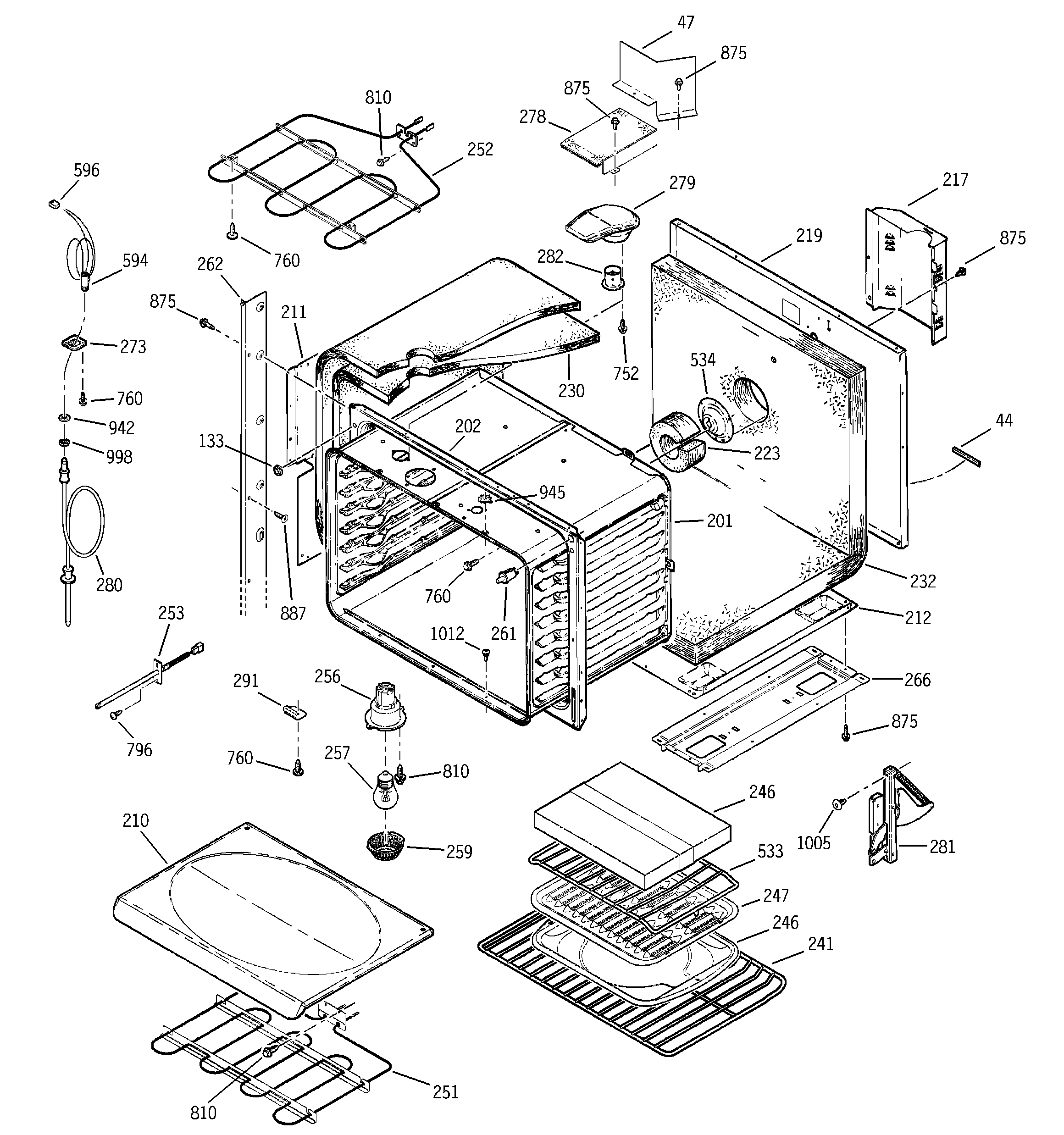 GE JT950SA4SS upper body parts diagram