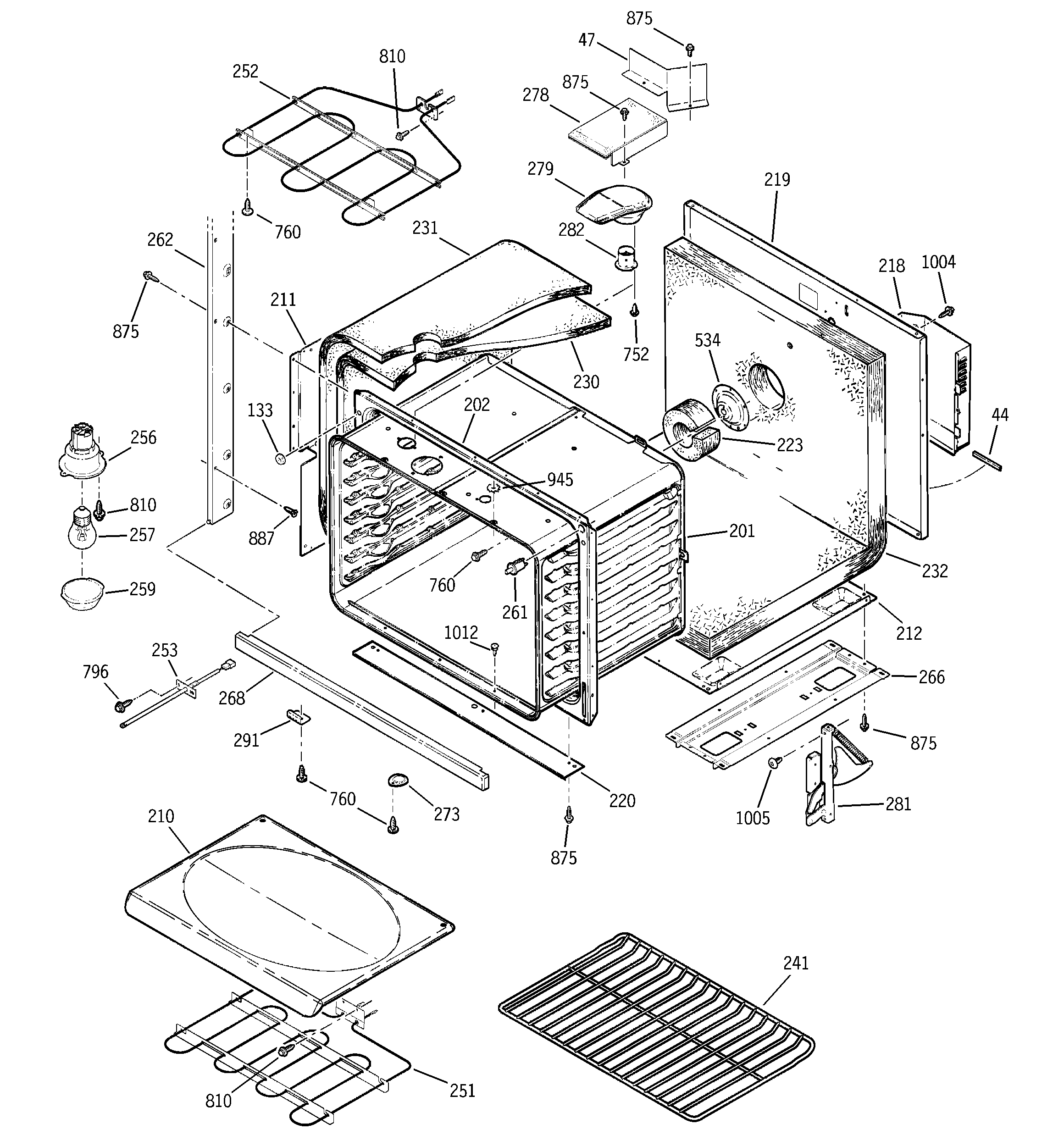 GE JT950SA4SS lower body diagram