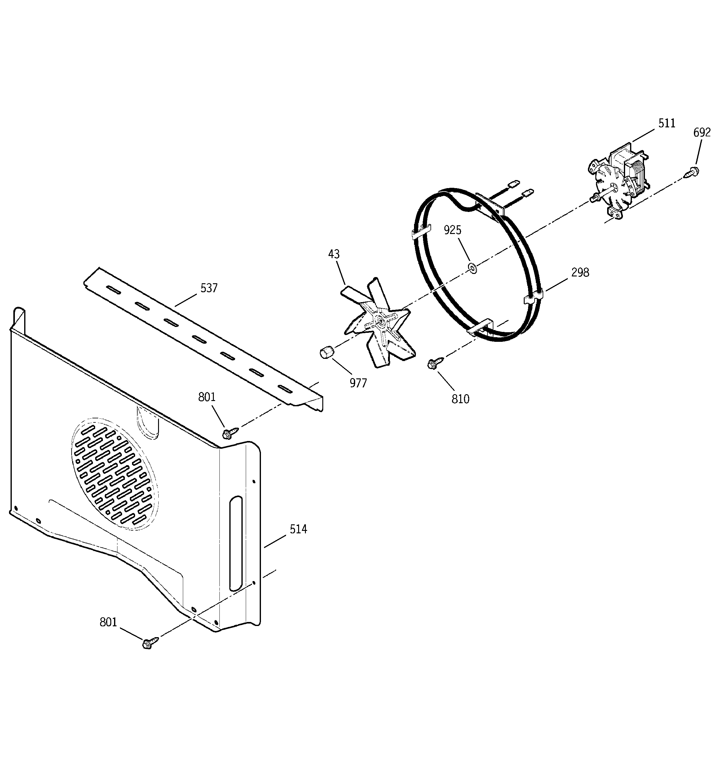 GE JT950SA4SS convection fan diagram