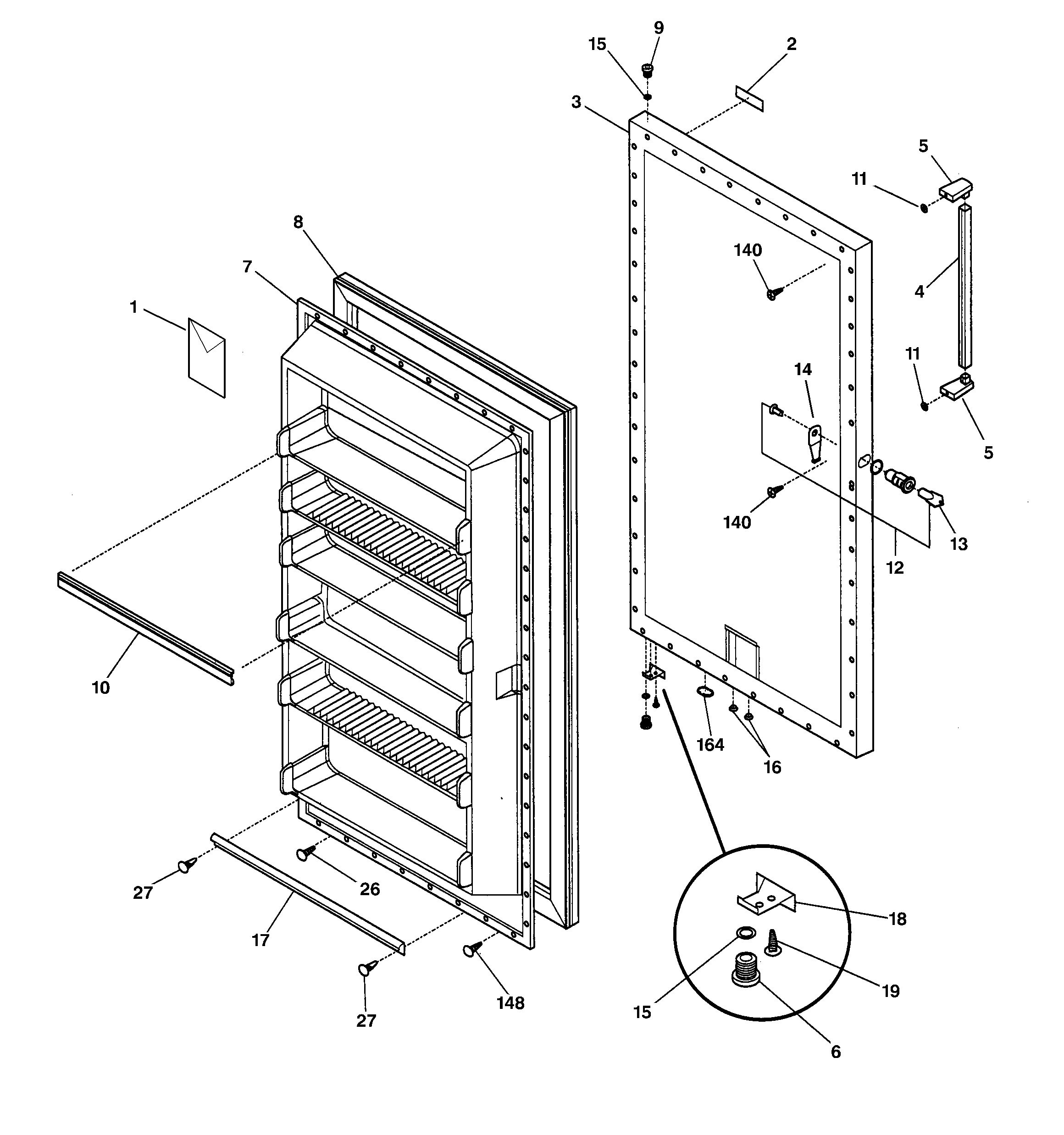GE FUF17DMARWH door diagram