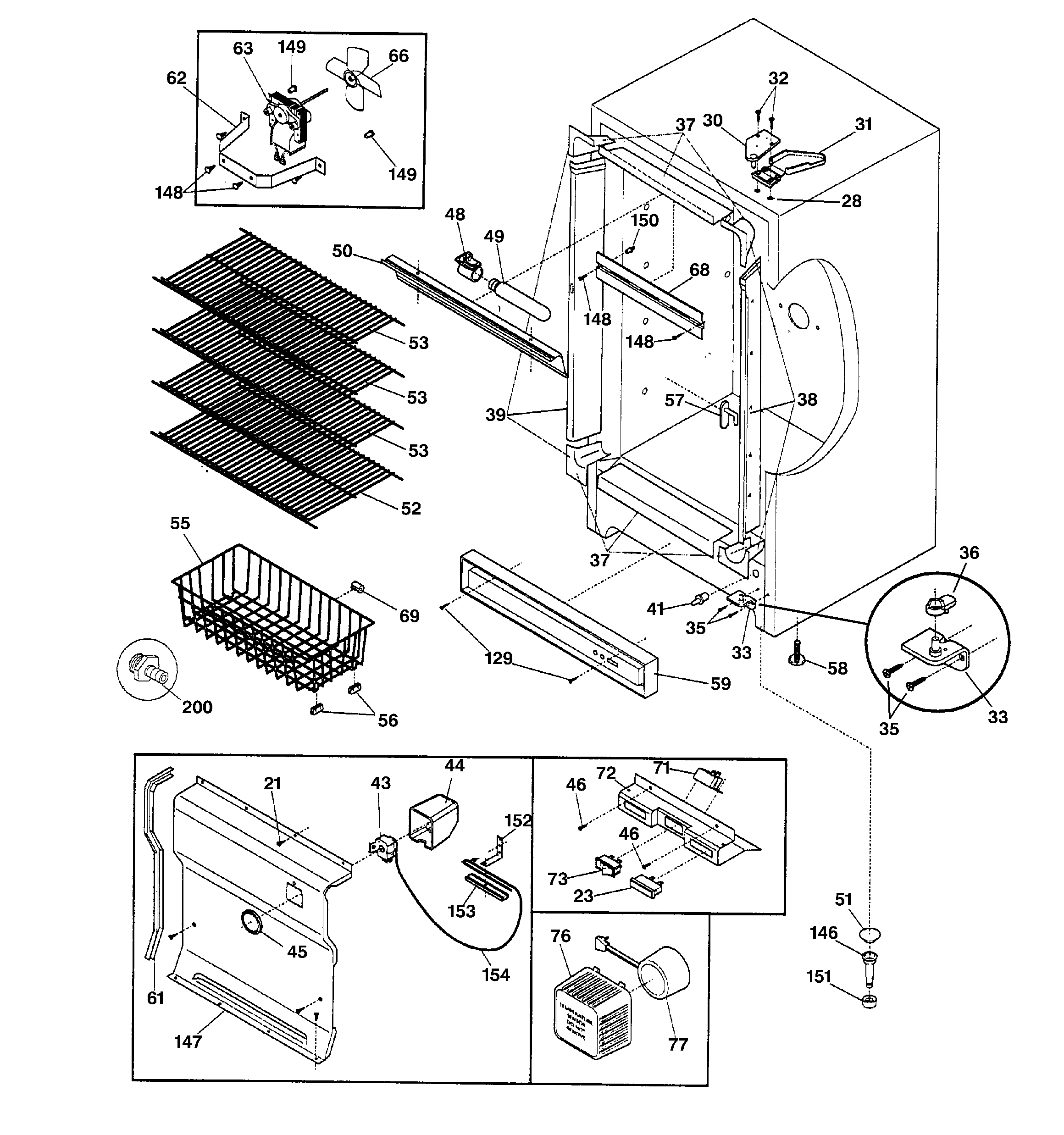 GE FUF17DMARWH cabinet diagram