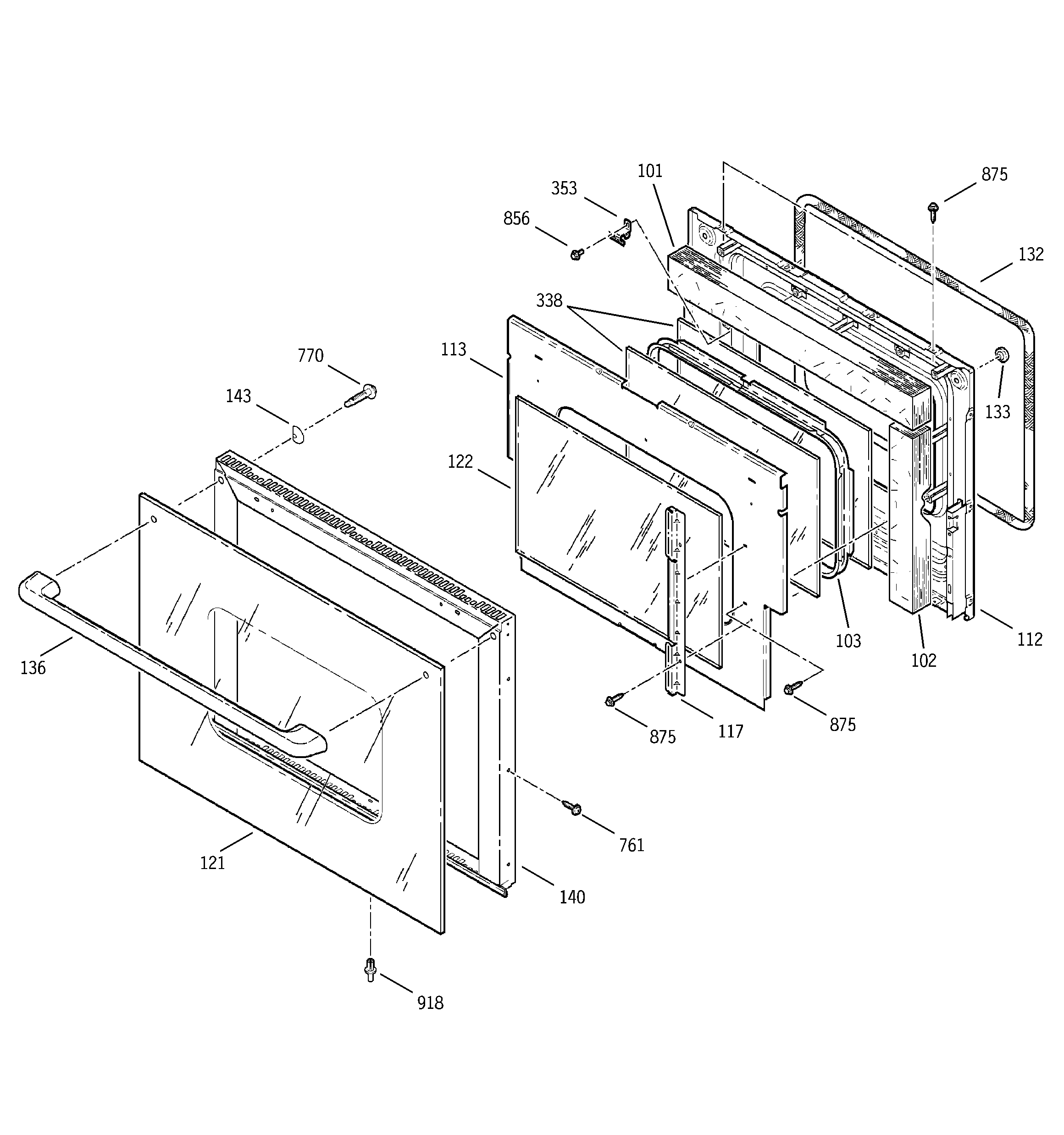 GE ZEK757WA3WW door diagram