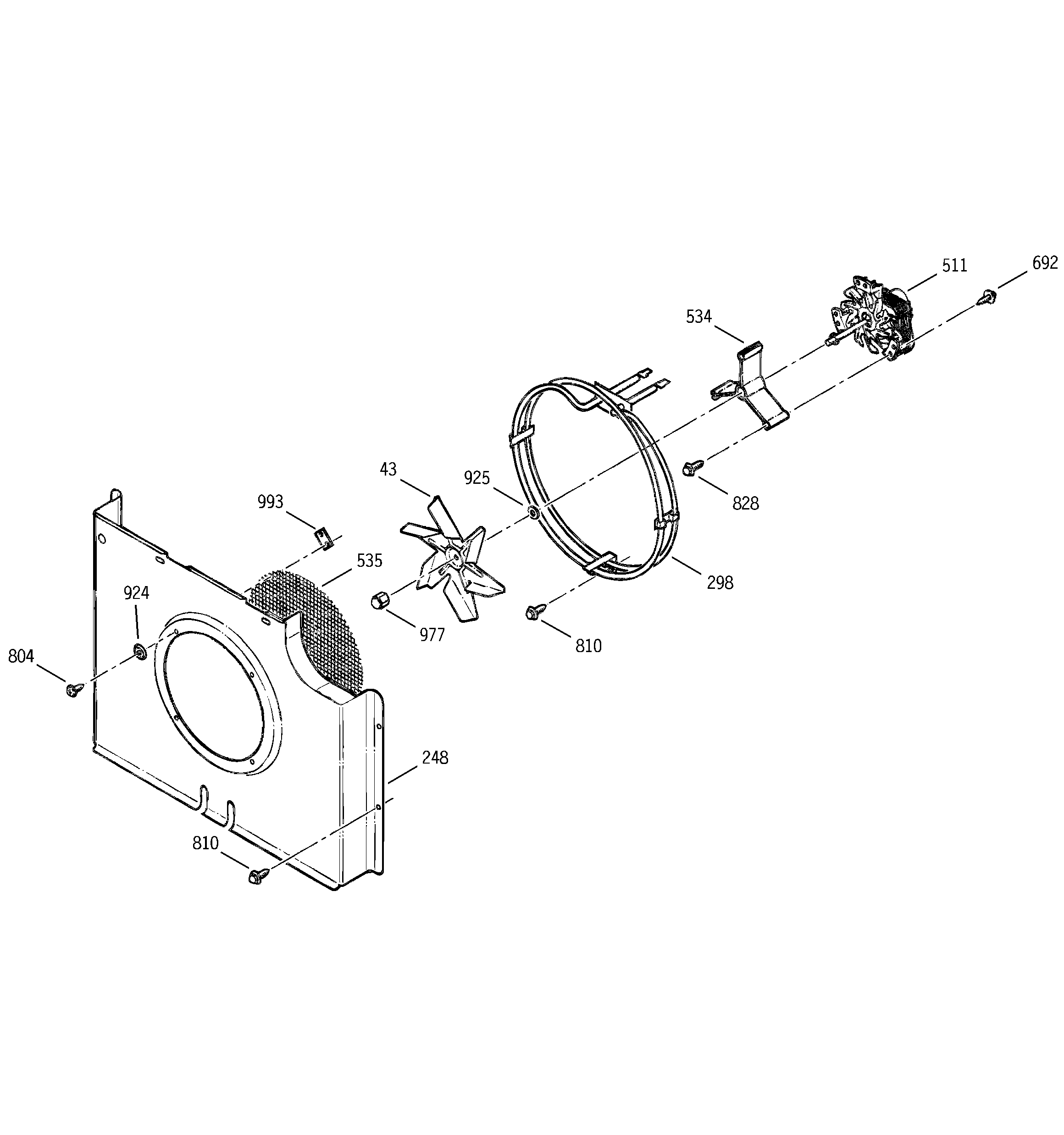 GE ZEK757WA3WW convection fan diagram