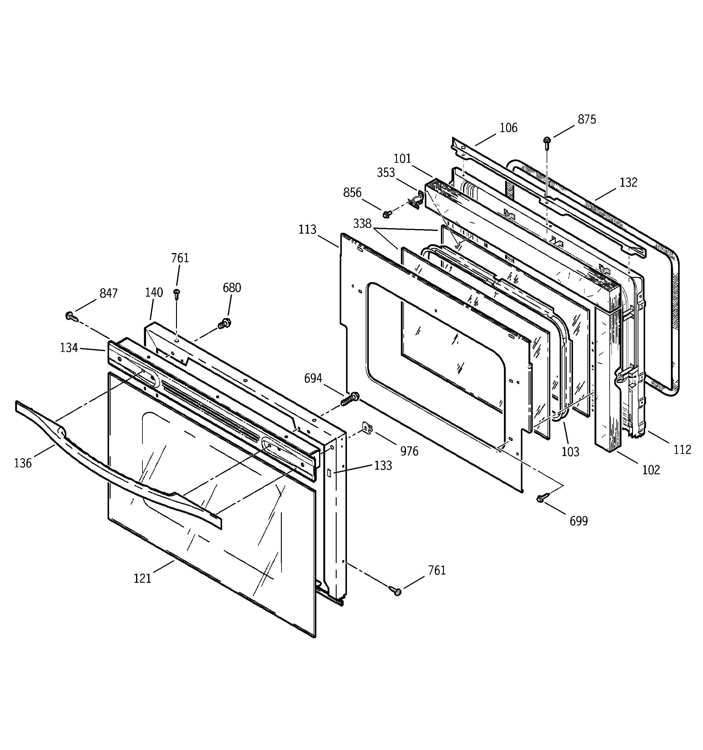 GE JDP46BD2BB door diagram