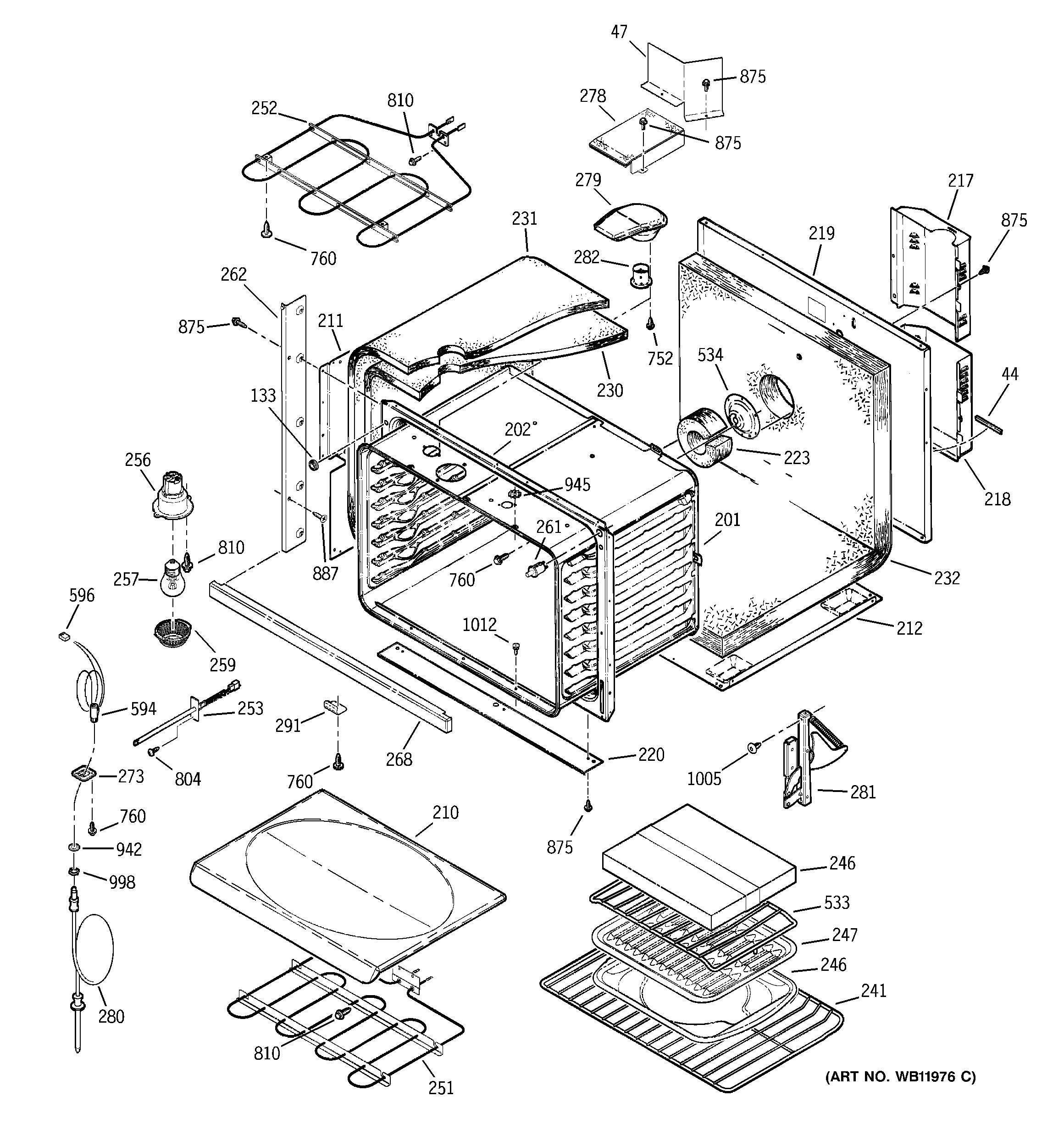 GE JT910WA5WW body parts diagram