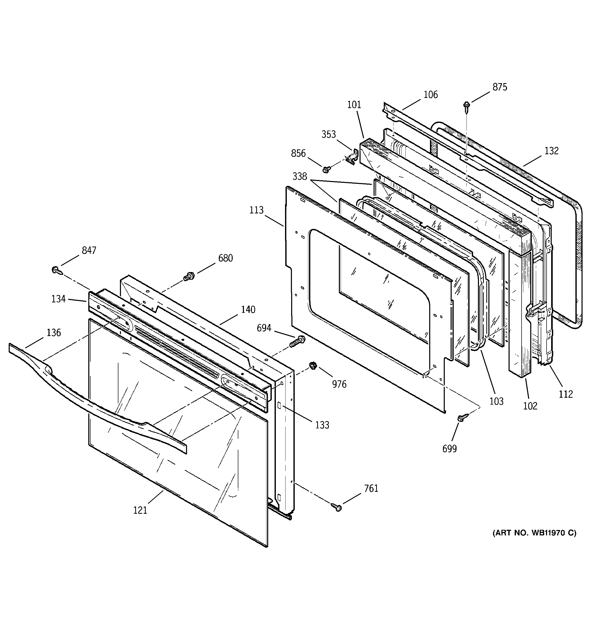 GE JT910WA5WW door diagram