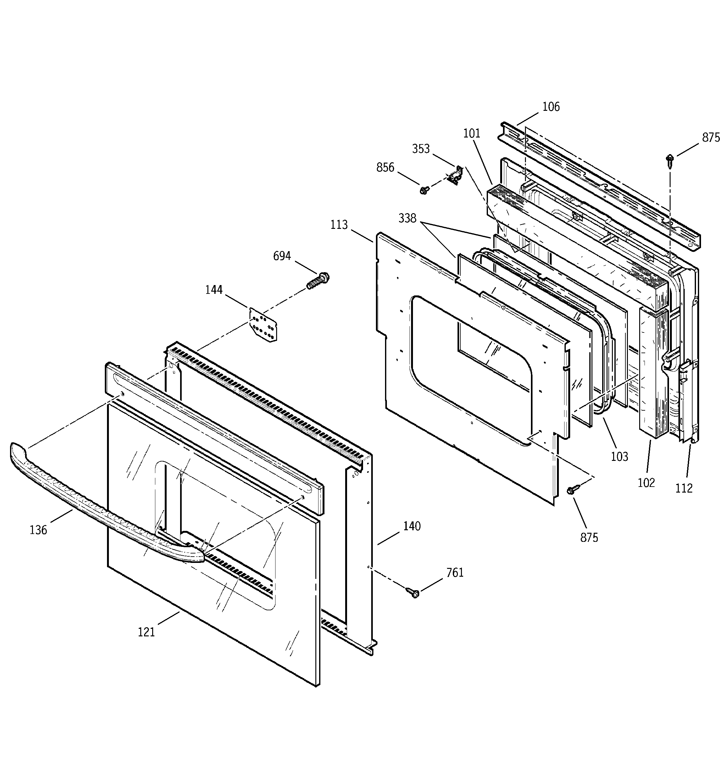 GE JKS05BA3BB door diagram