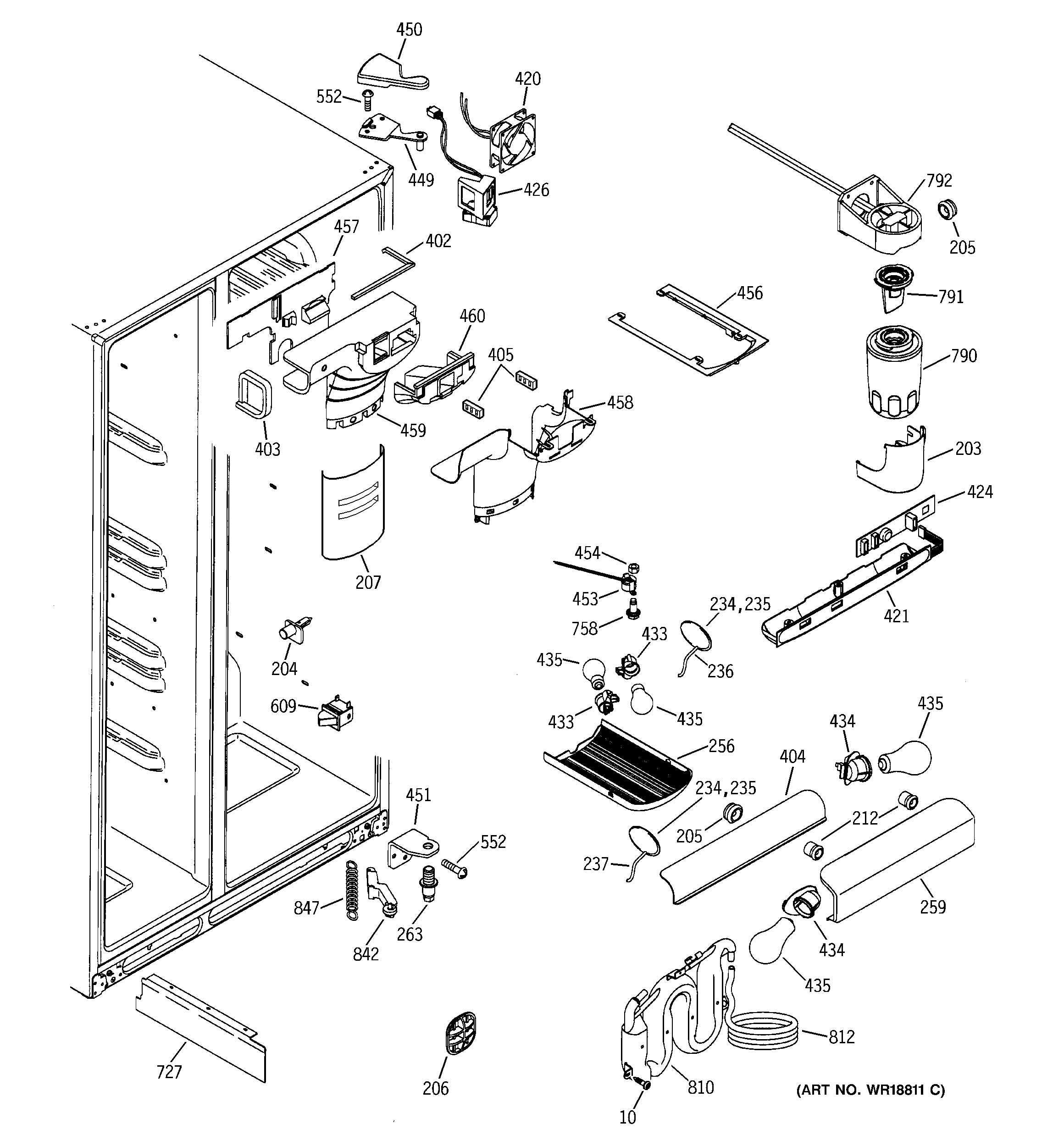 GE GSS25RGMABB fresh food section diagram