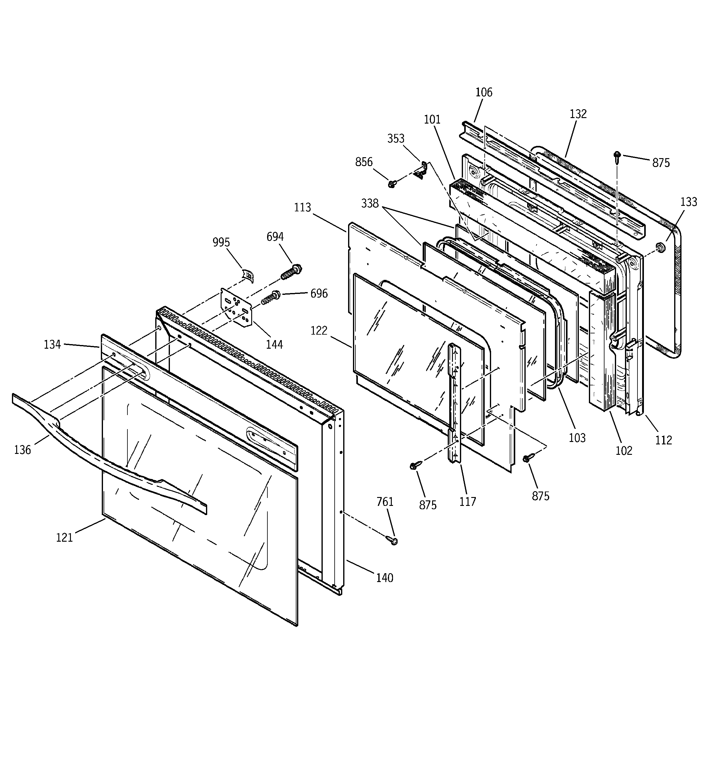 GE JKP56BA3BB door diagram