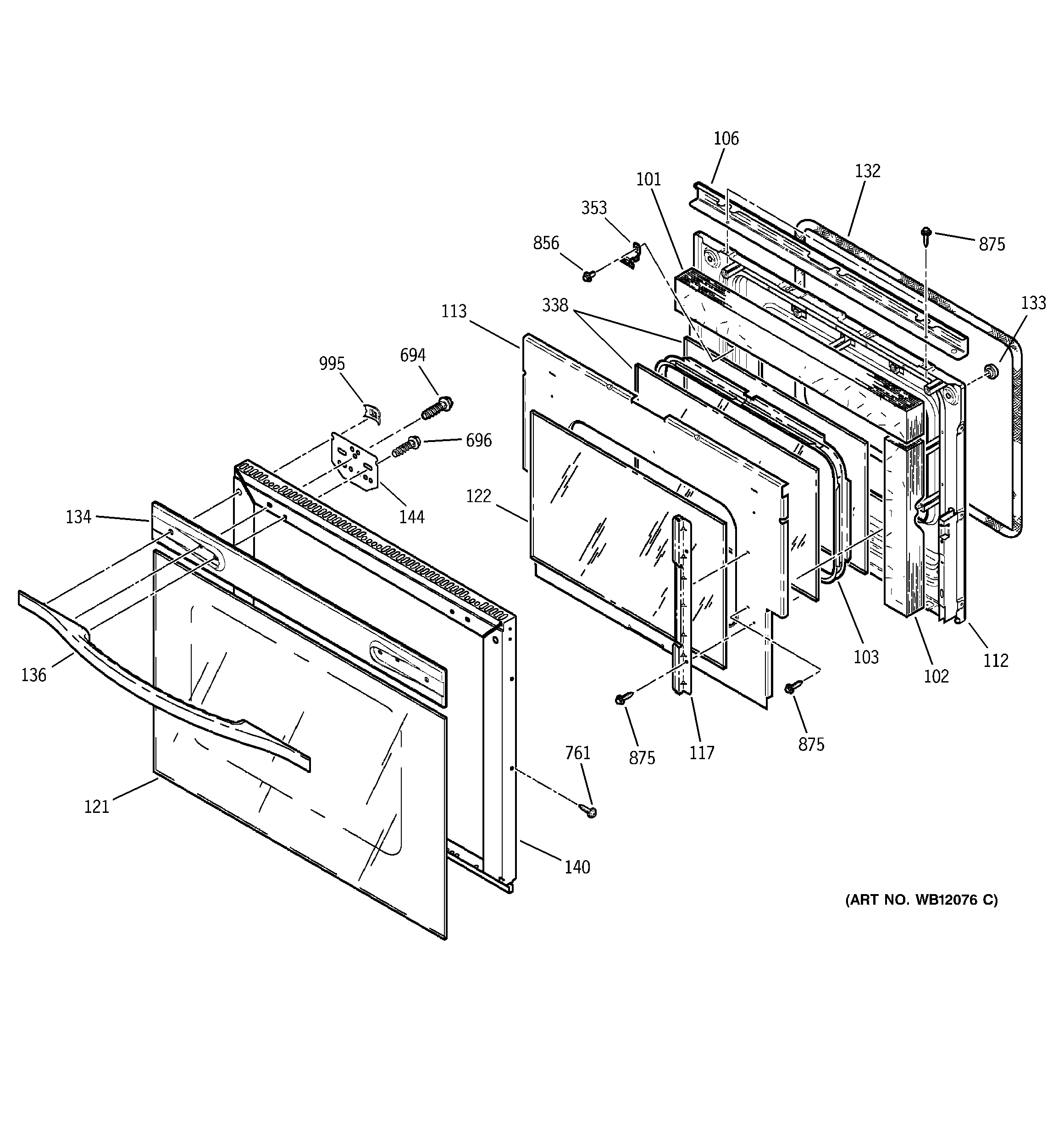 GE JK950WA3WW door diagram