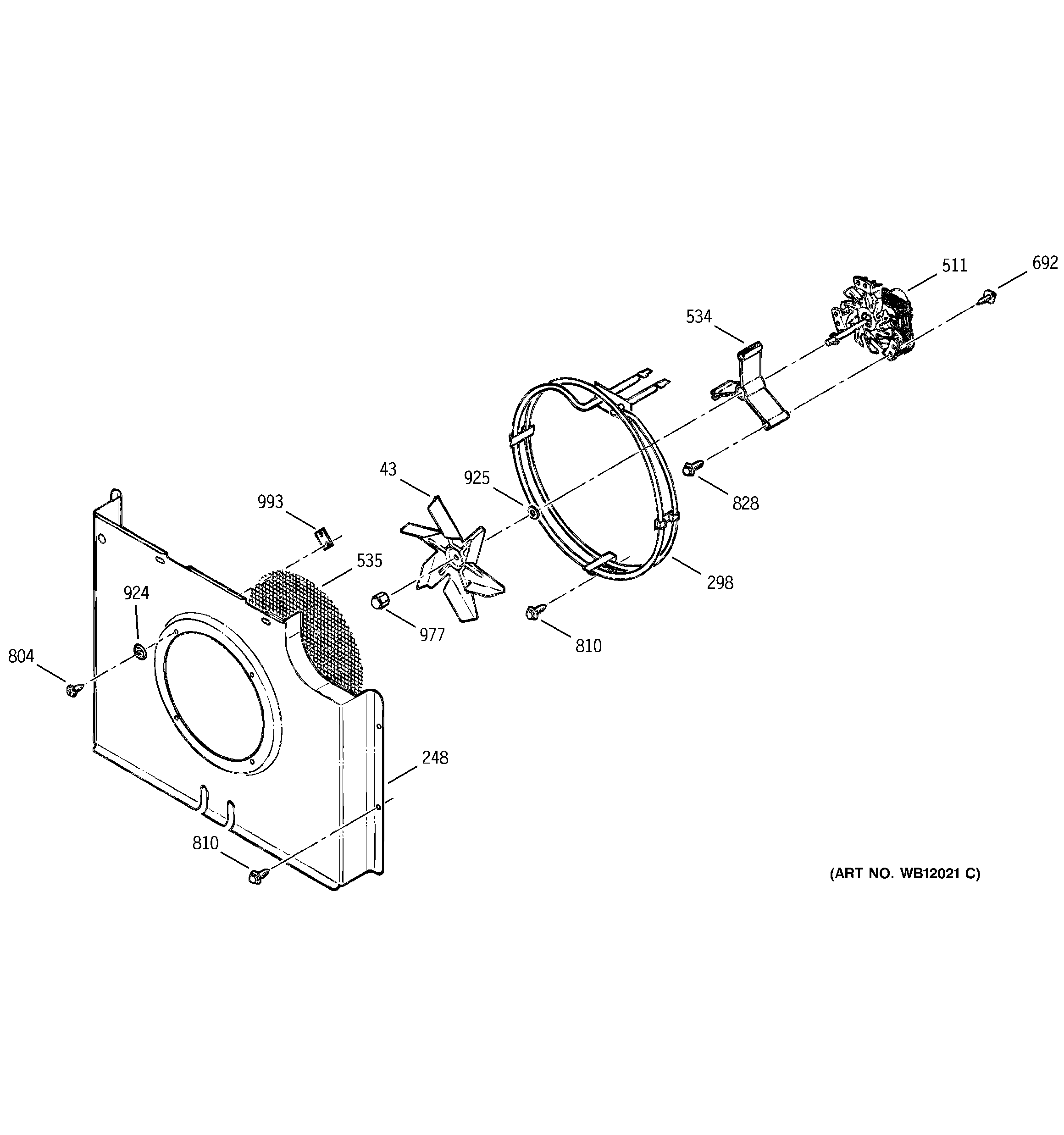 GE JK950WA3WW convection fan diagram
