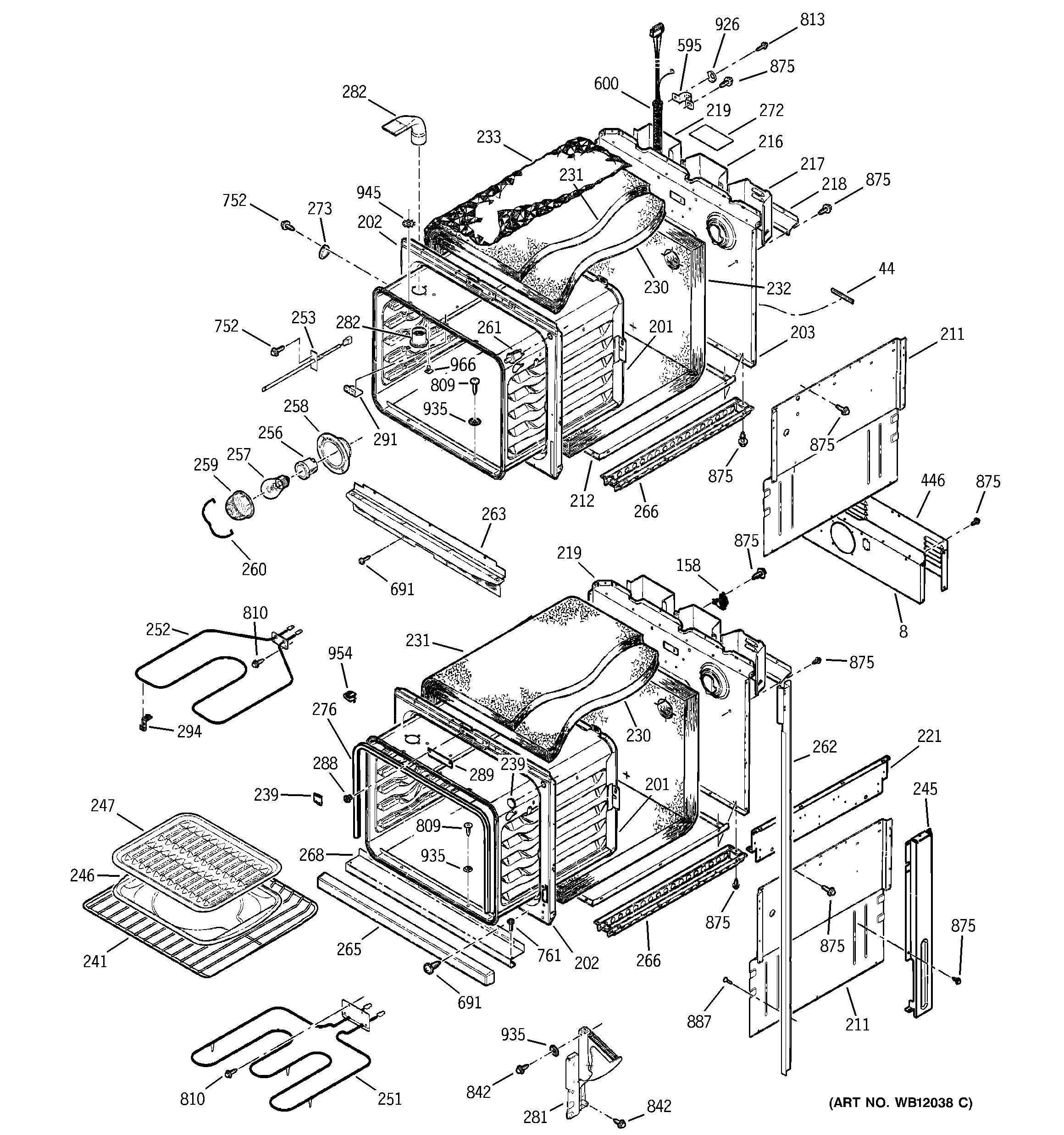 GE JKP27WA3WW body parts diagram