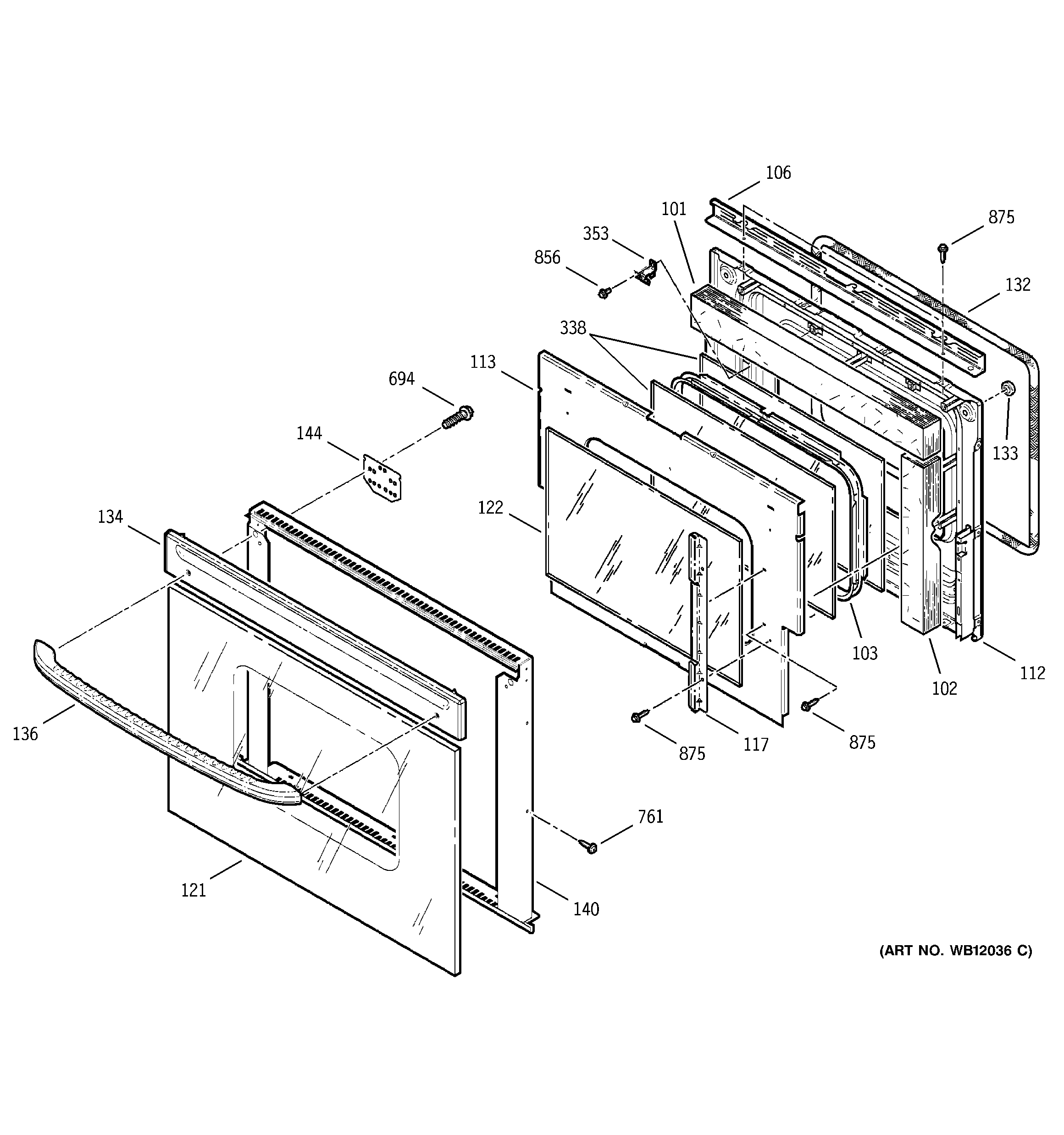 GE JKP27WA3WW door diagram