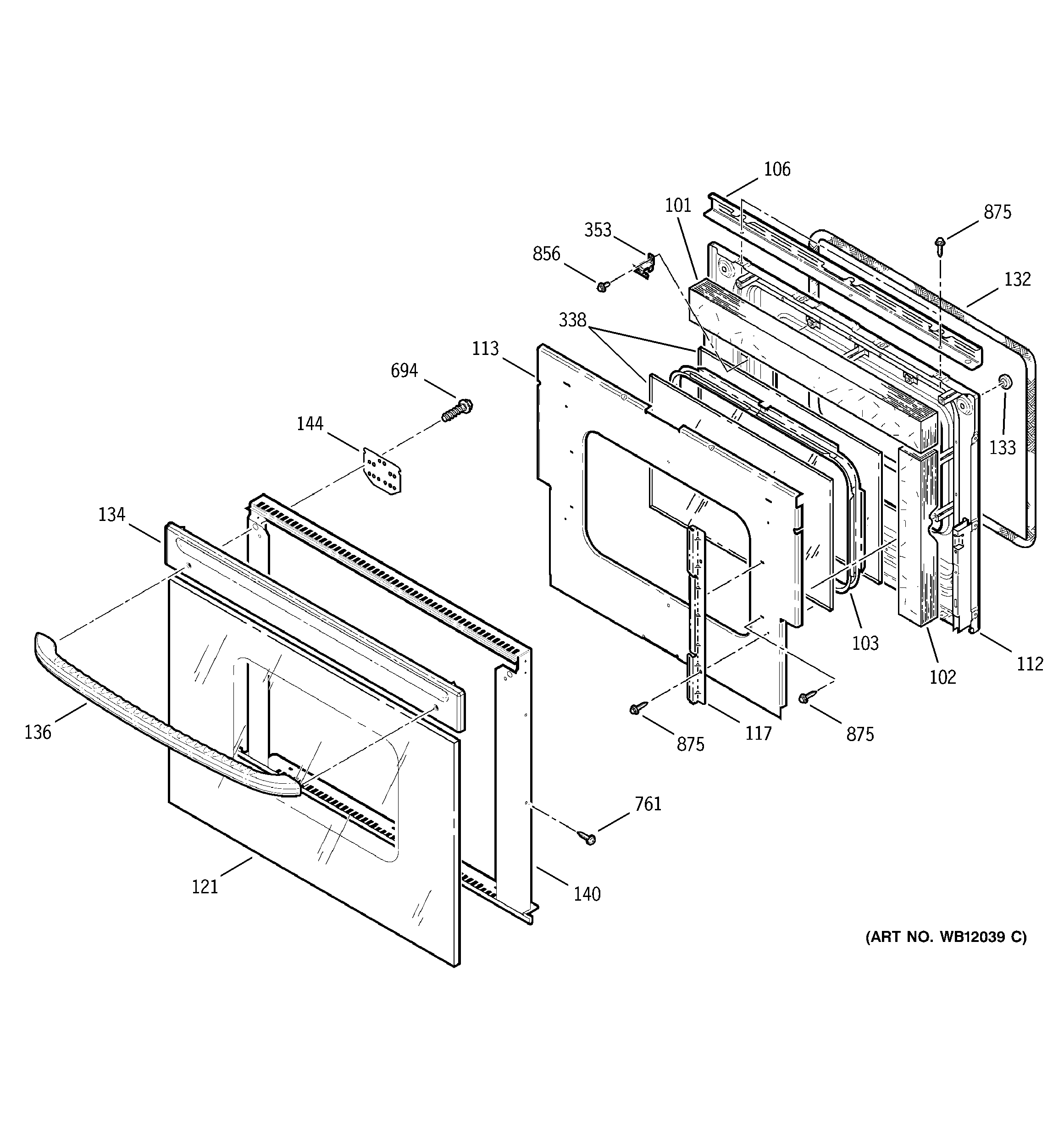 GE JKP27WA3WW lower door diagram