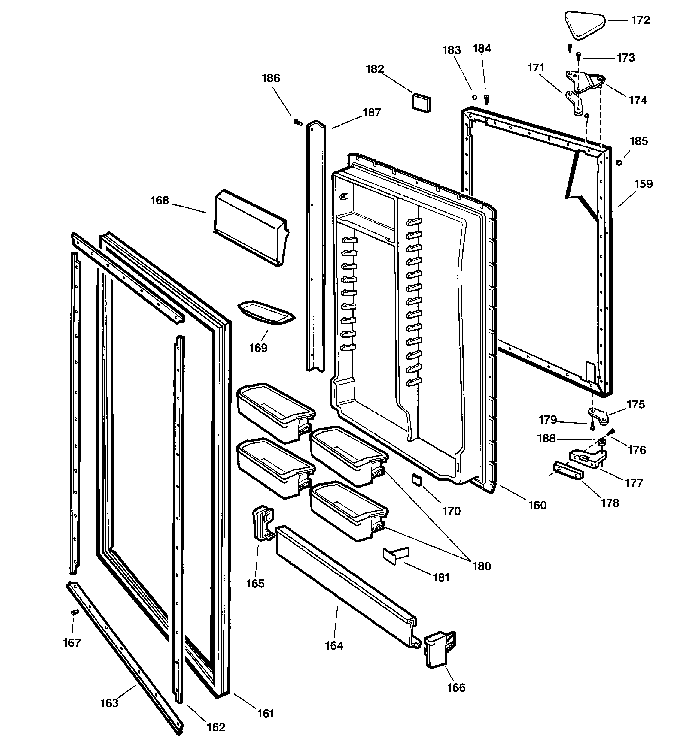 GE TCX18IADBRAA fresh food door diagram