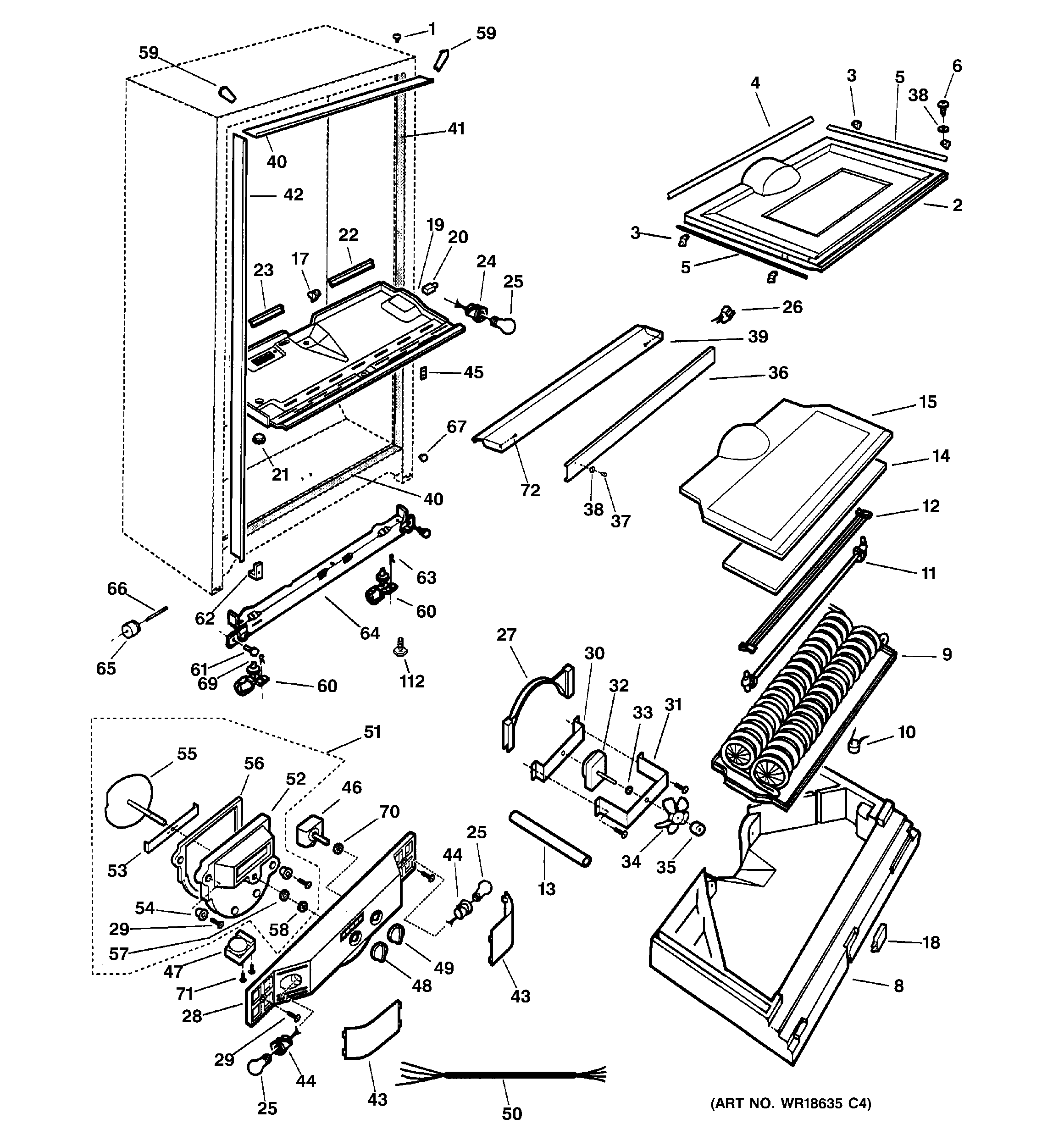 GE TCX18IADBRAA cabinet parts diagram