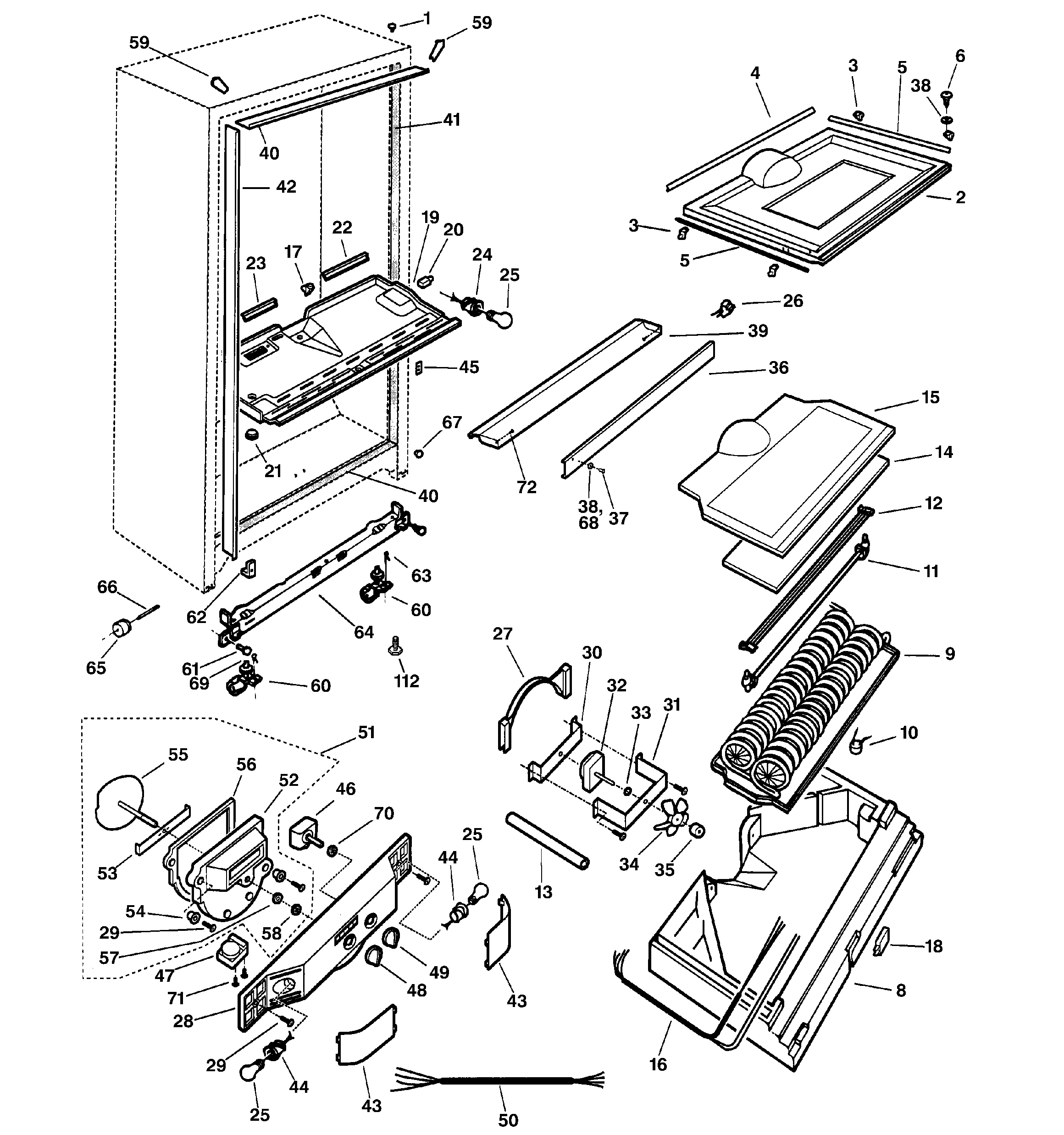 GE TCS18PADALBS cabinet parts diagram