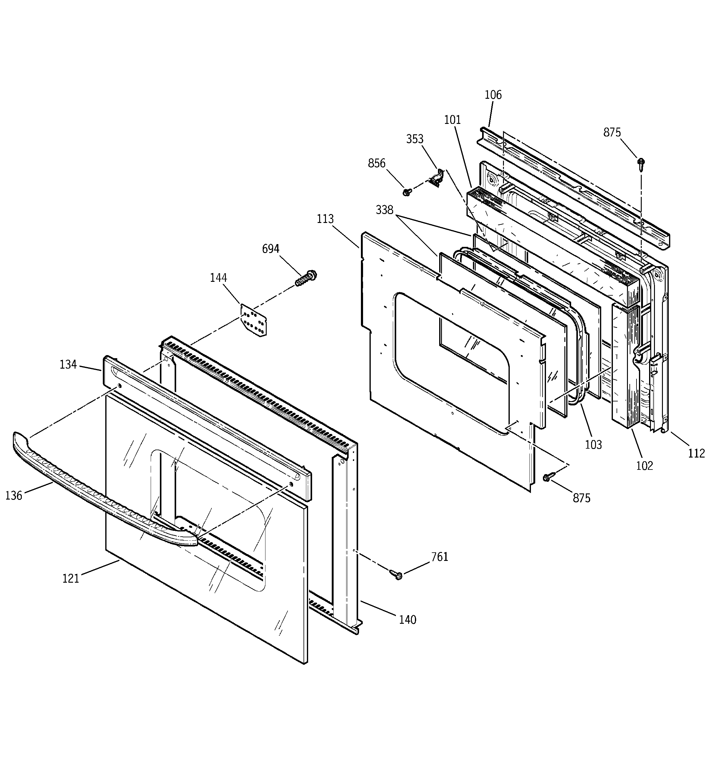 GE JCKS05BA3BB door diagram