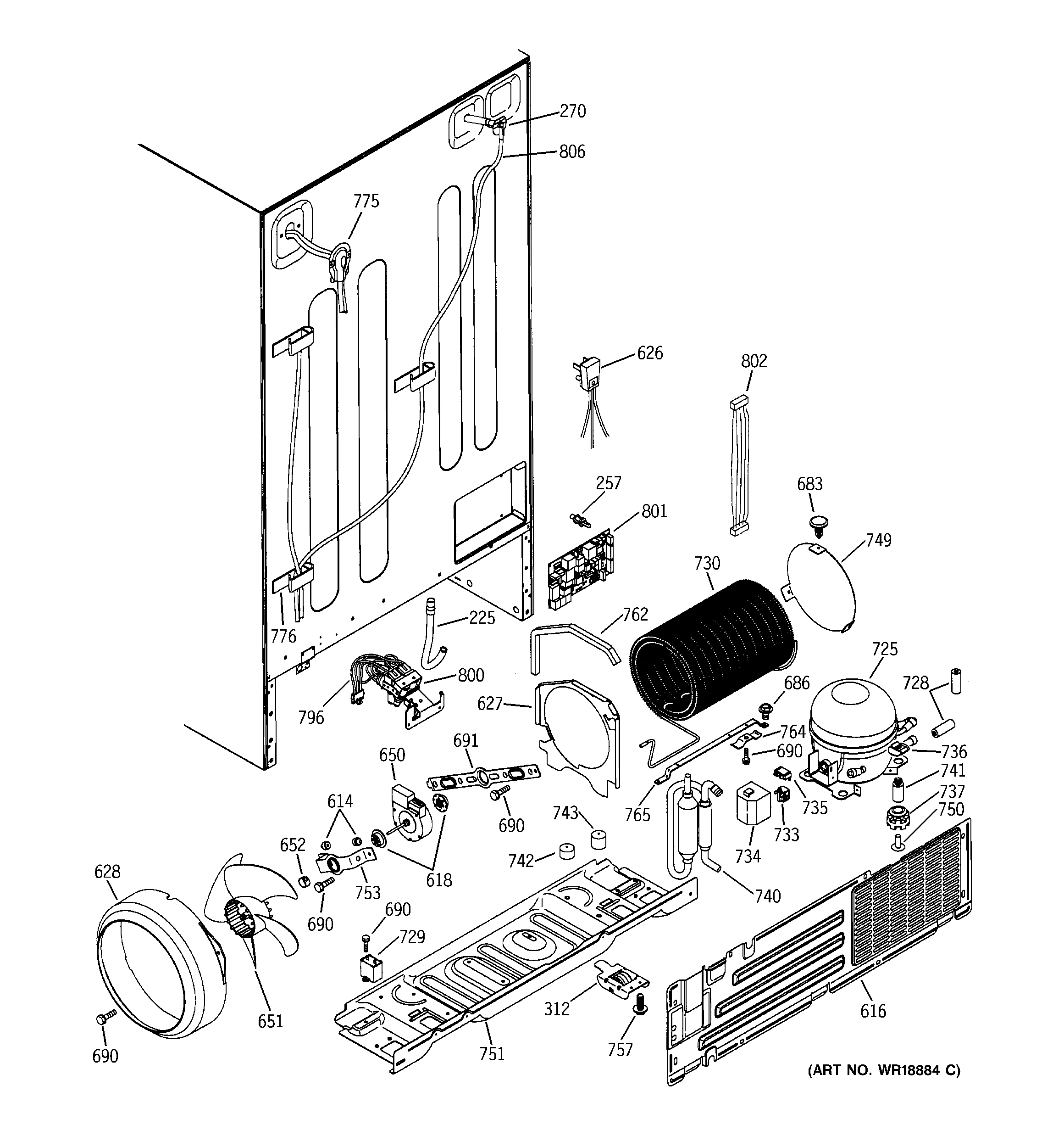 GE PSS25NGMBAA unit parts diagram