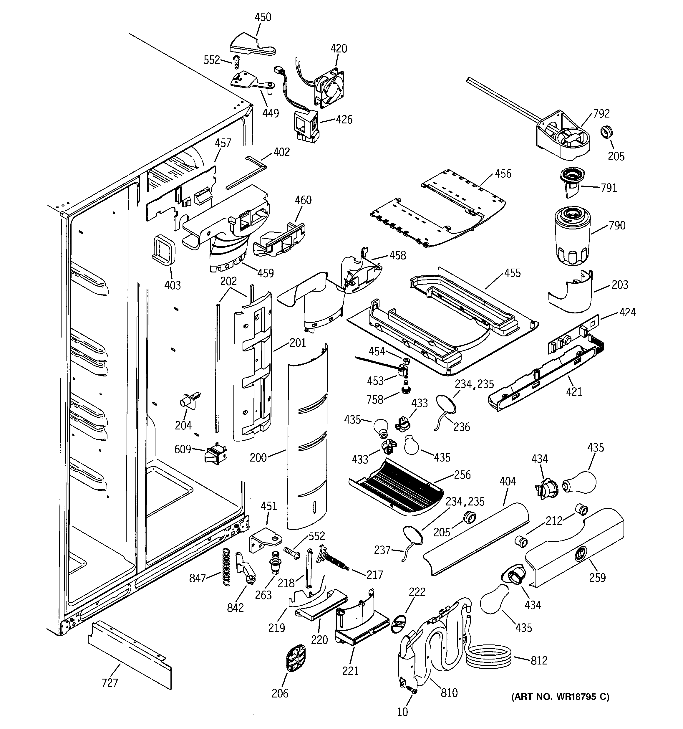 GE PSS25NGMBAA fresh food section diagram