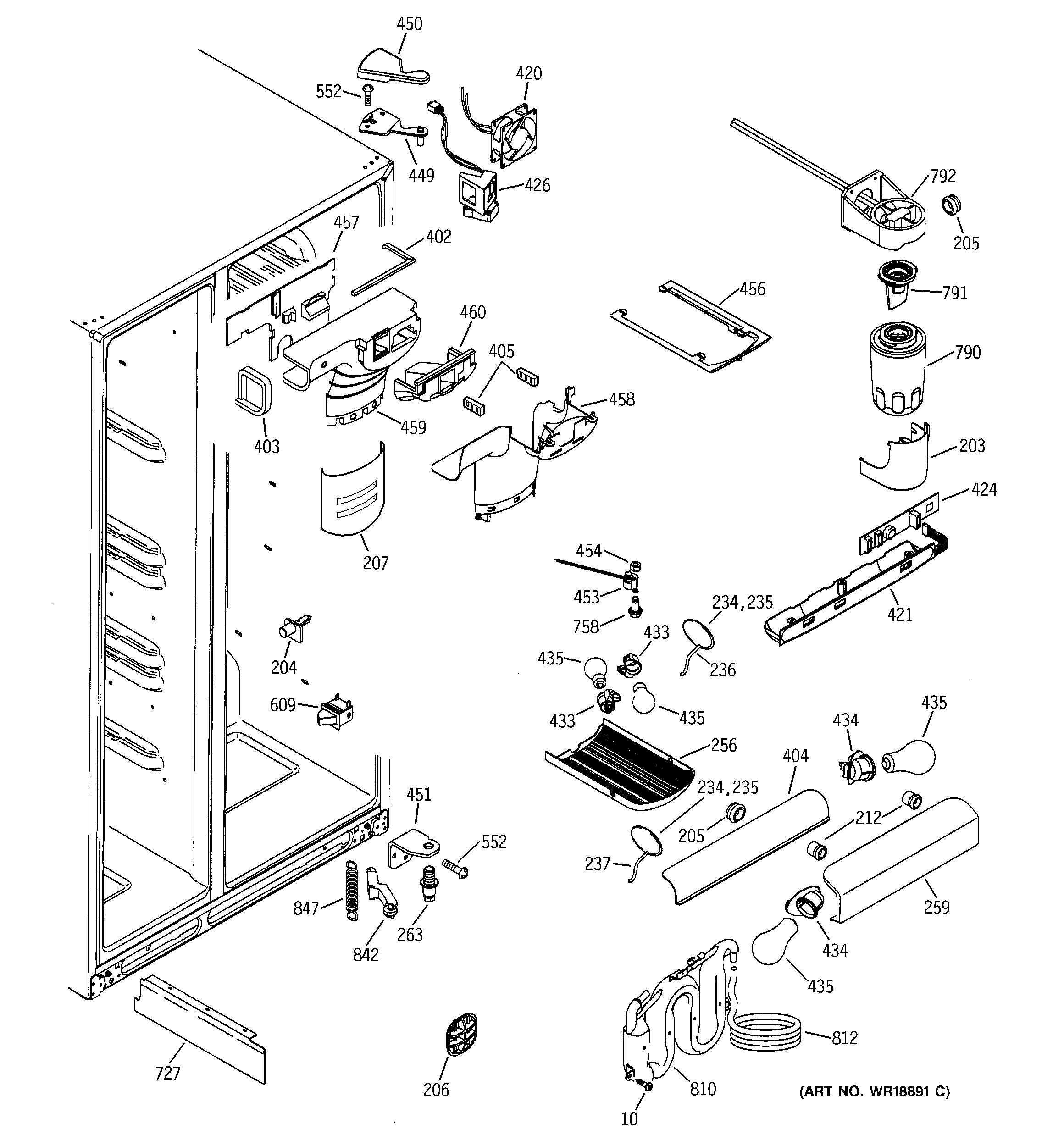 GE GSS25LGMBWW fresh food section diagram