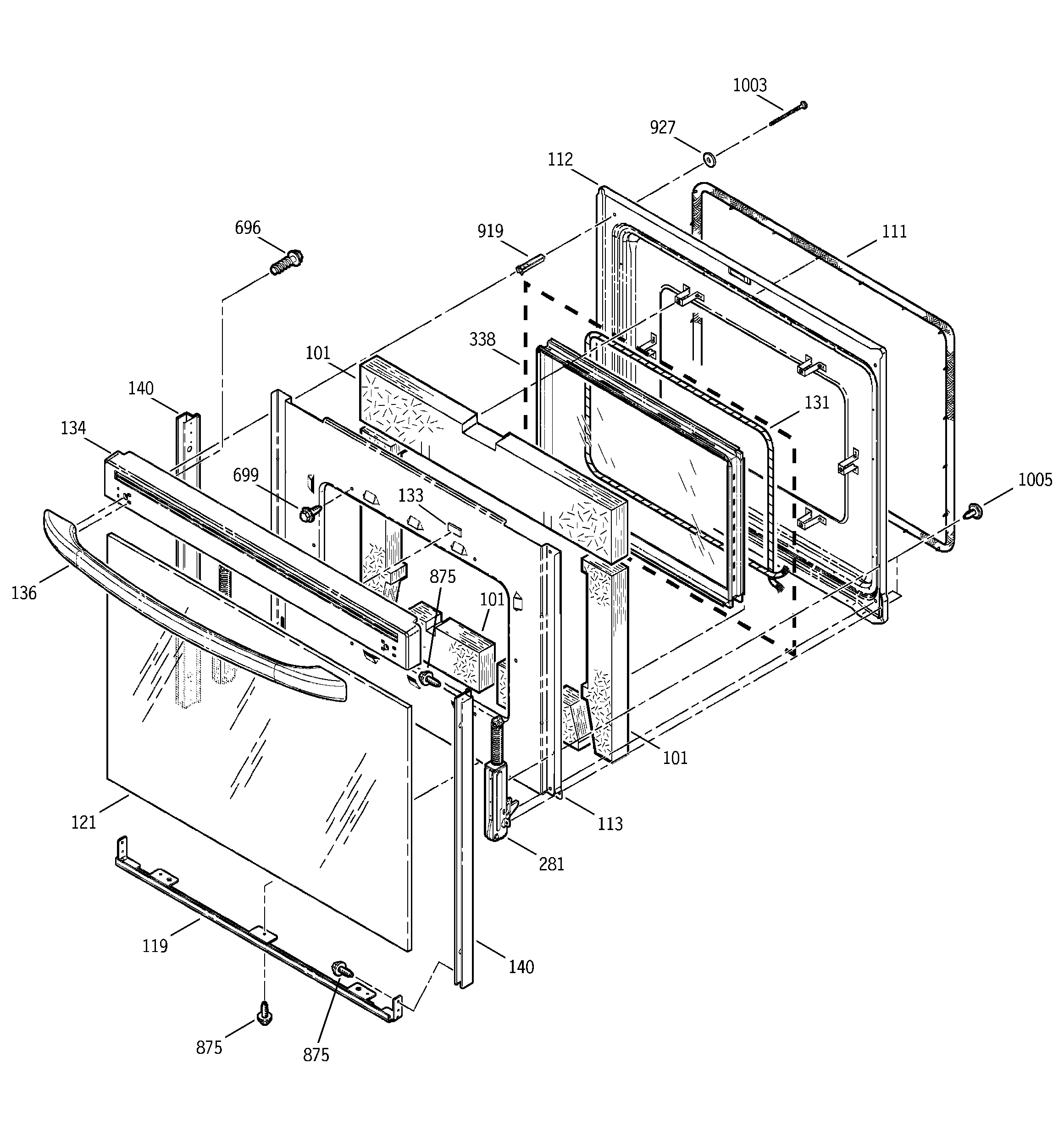 GE JBP35BB1CT door diagram