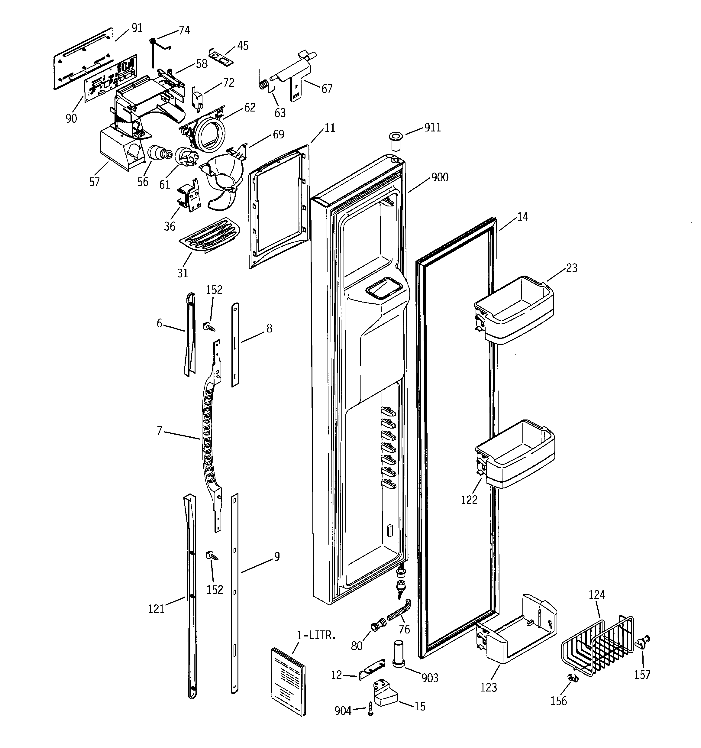 GE GSS25PGMBCC freezer door diagram
