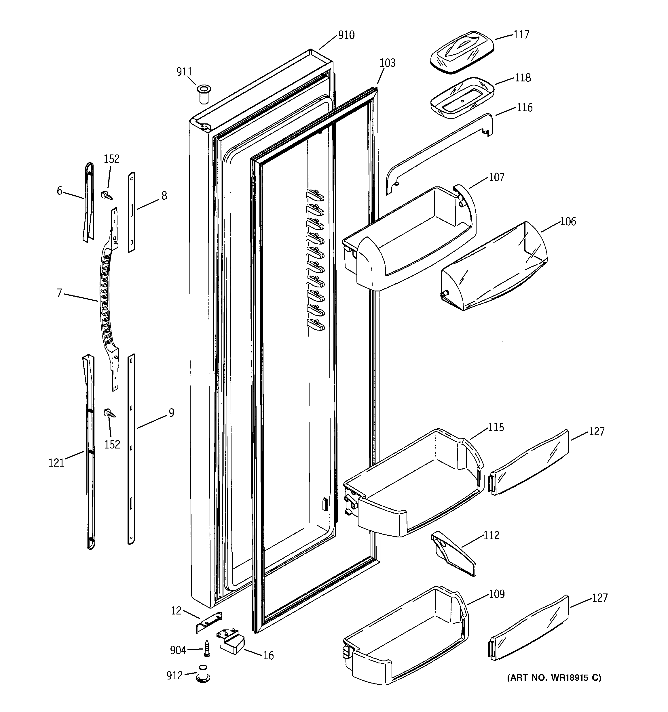 GE GSS25PGMBCC fresh food door diagram