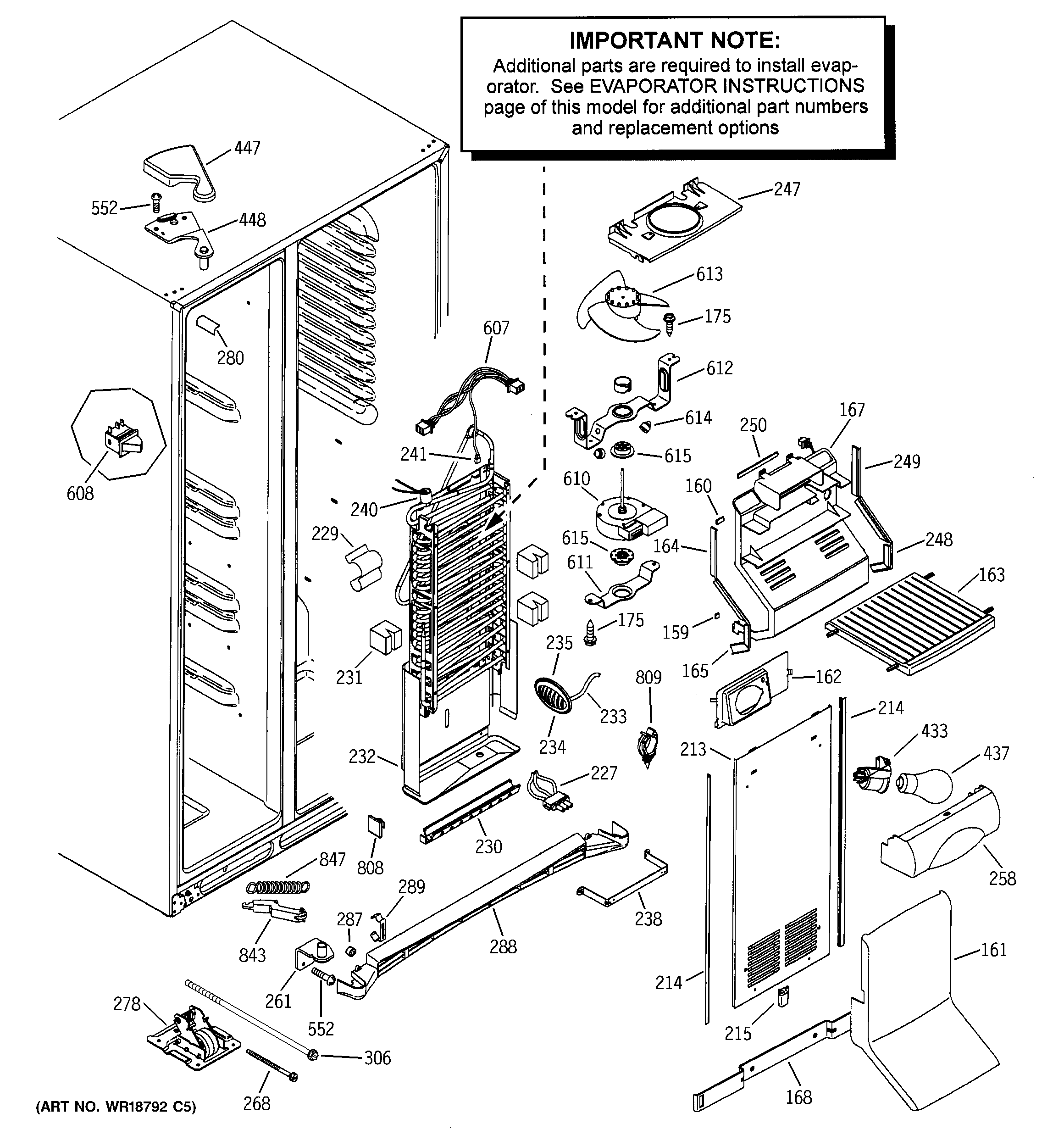 GE PSI23NGMBWW freezer section diagram
