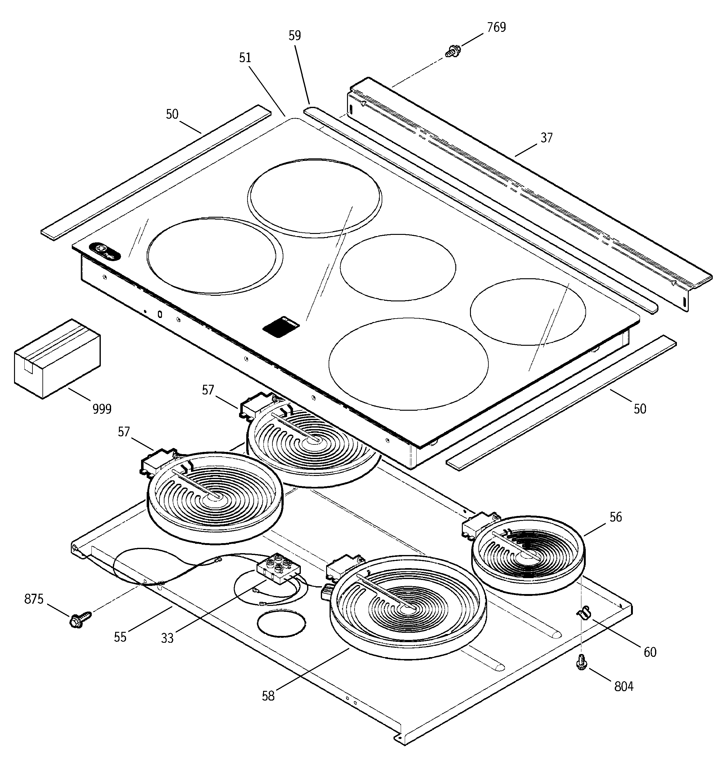 GE JSP46BD2BB cooktop diagram