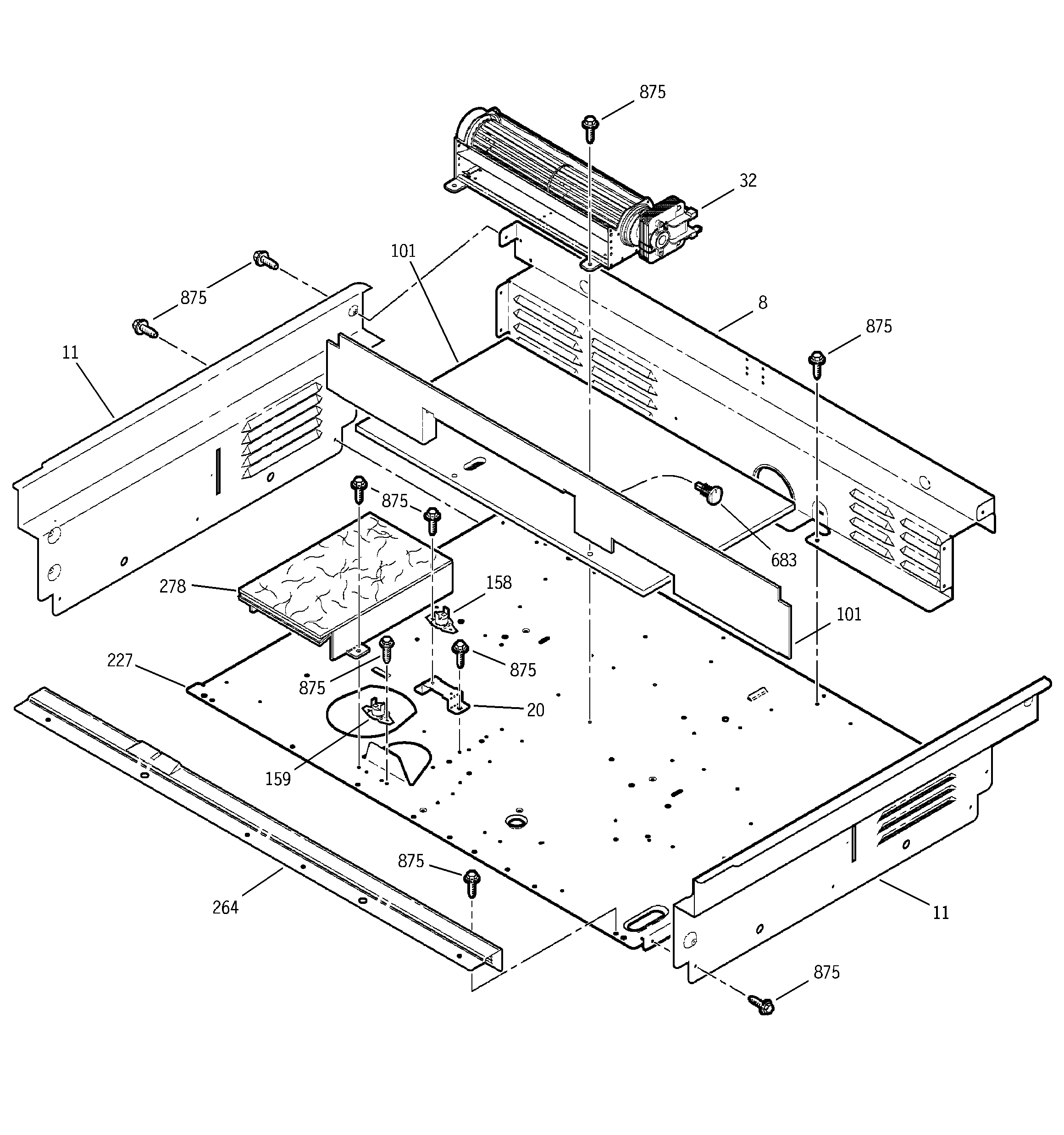 GE JSP46BD2BB cooling fan diagram