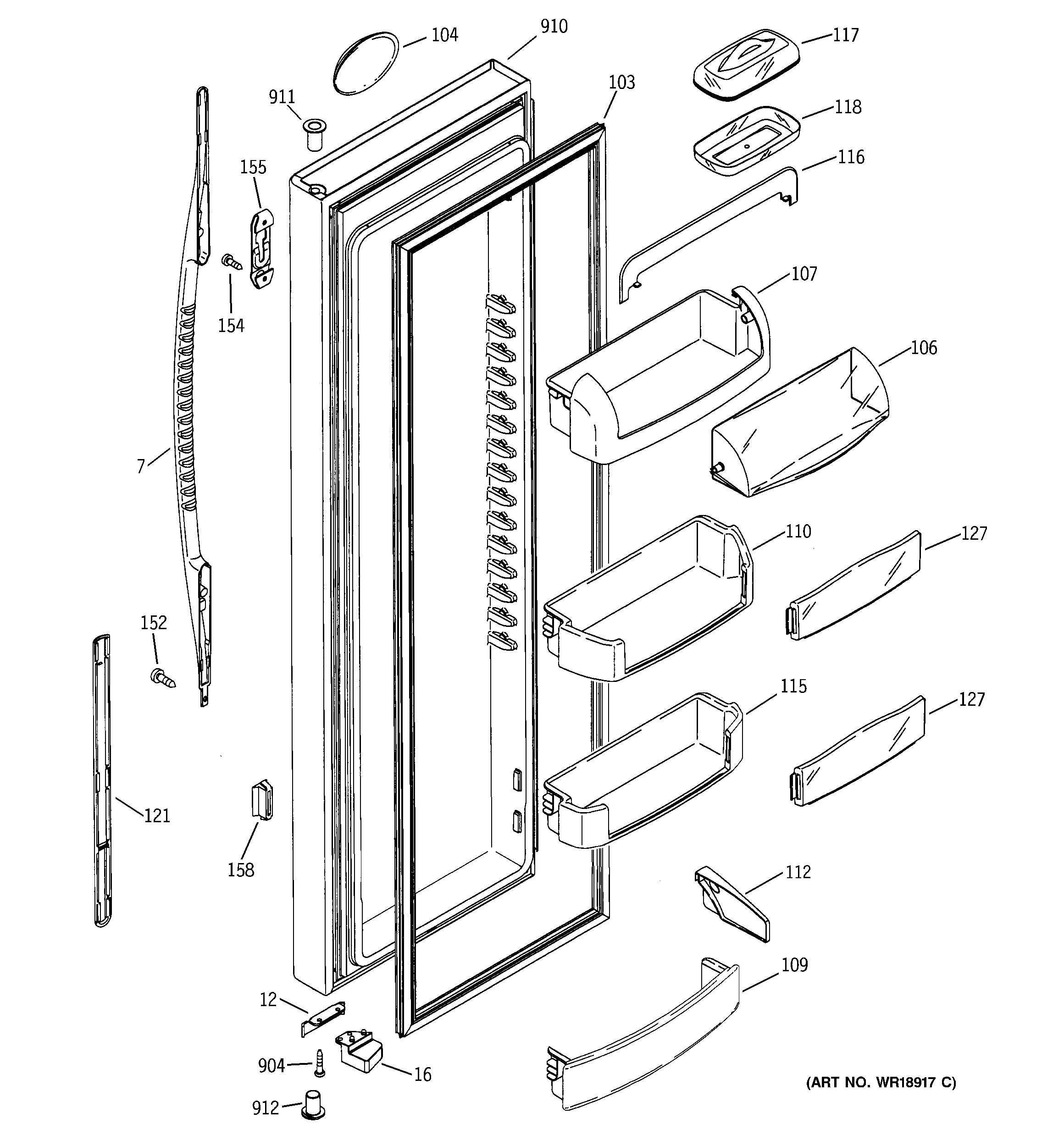 GE PSC21MGMBWW fresh food door diagram