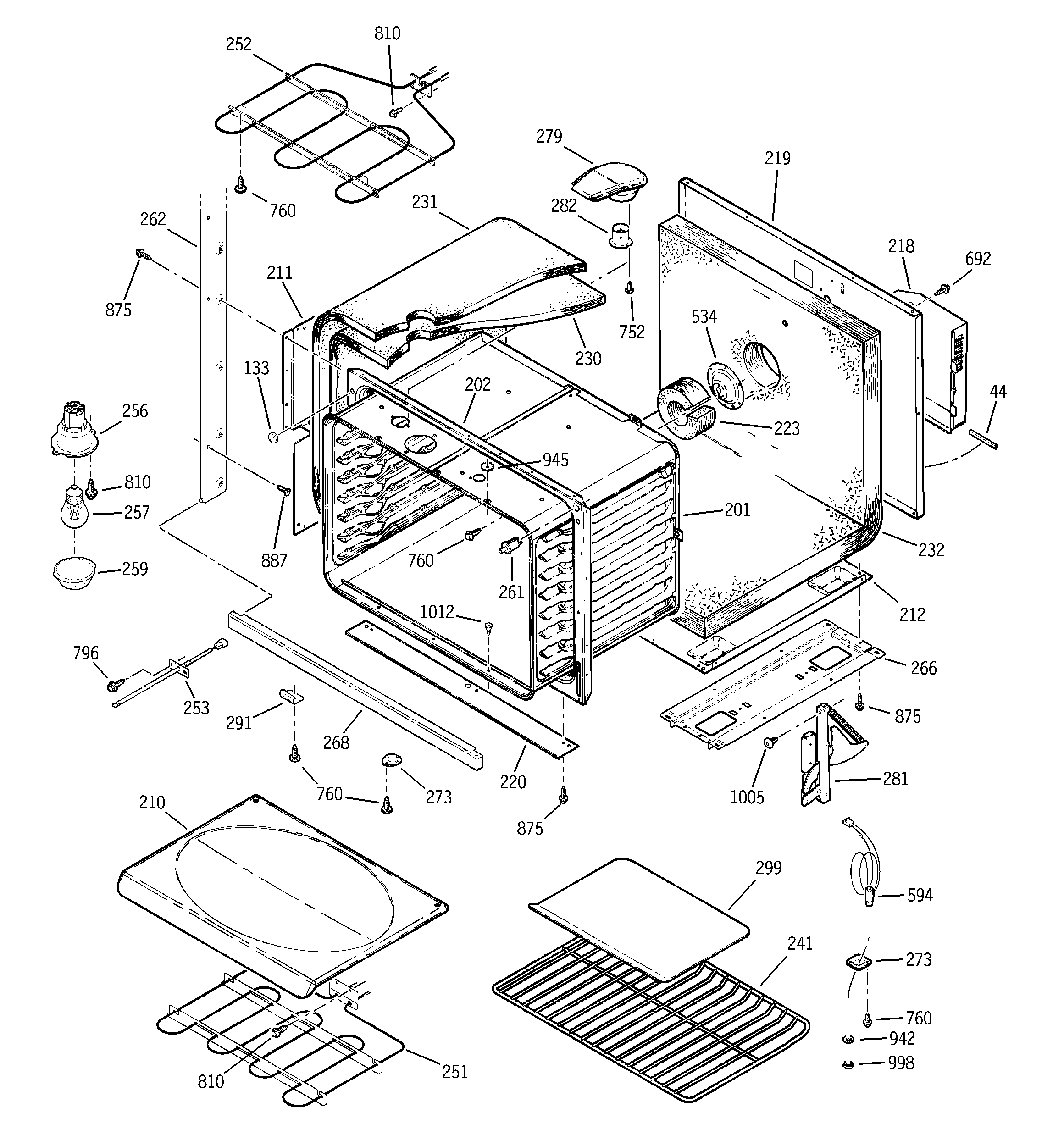 GE ZET757WA4WW lower body diagram