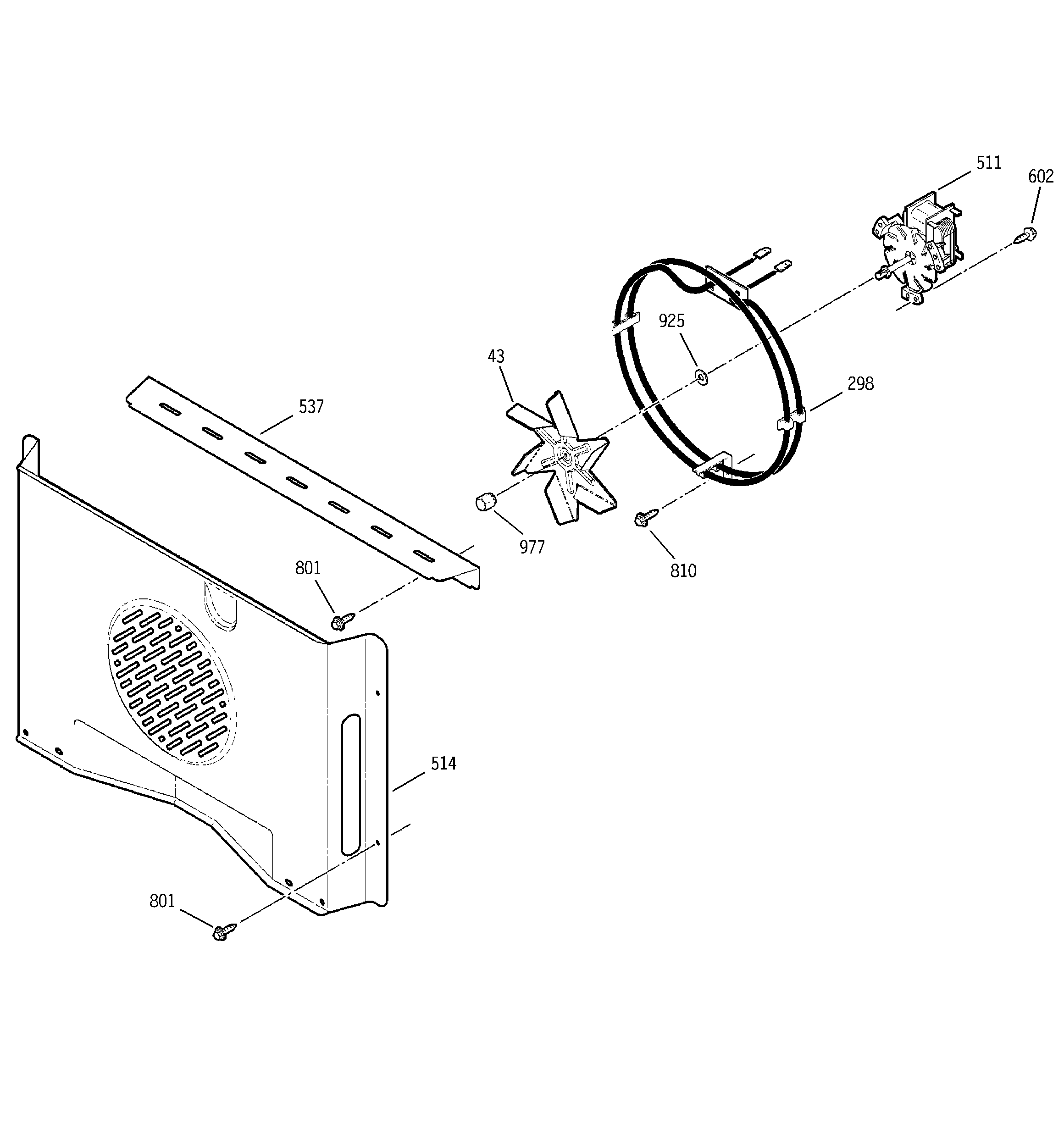 GE ZET757WA5WW convection fan diagram