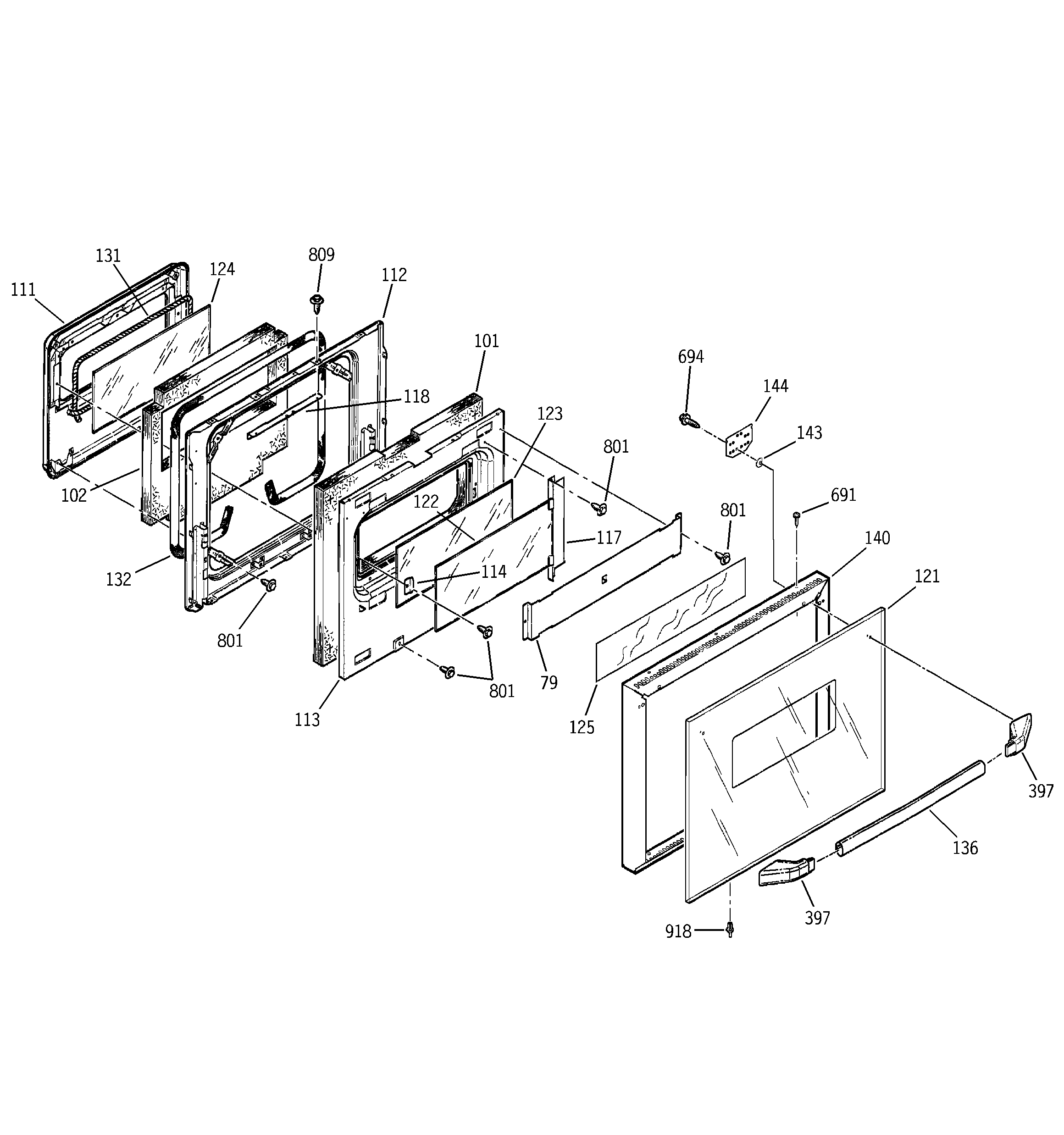 GE JRP24BW5BB upper door diagram